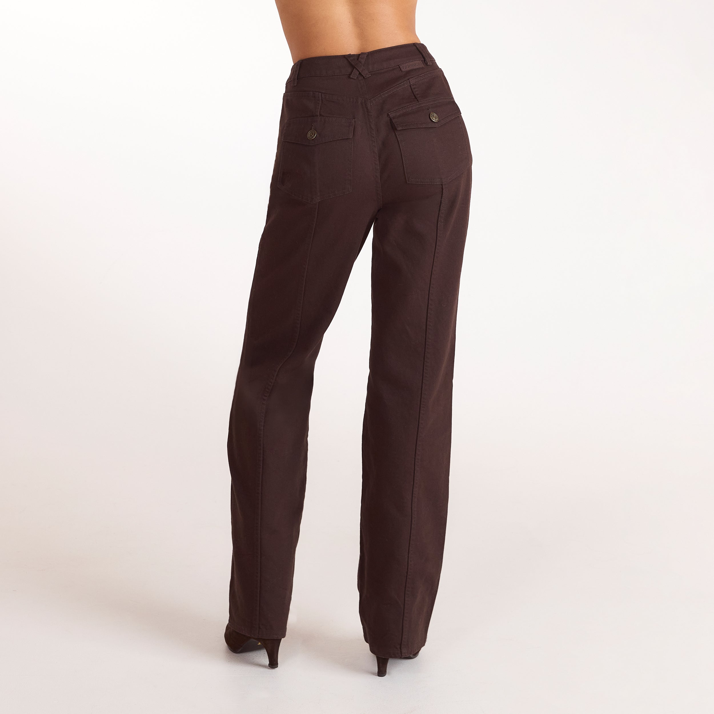 Denim jeans med lige ben - Chokolade alternate