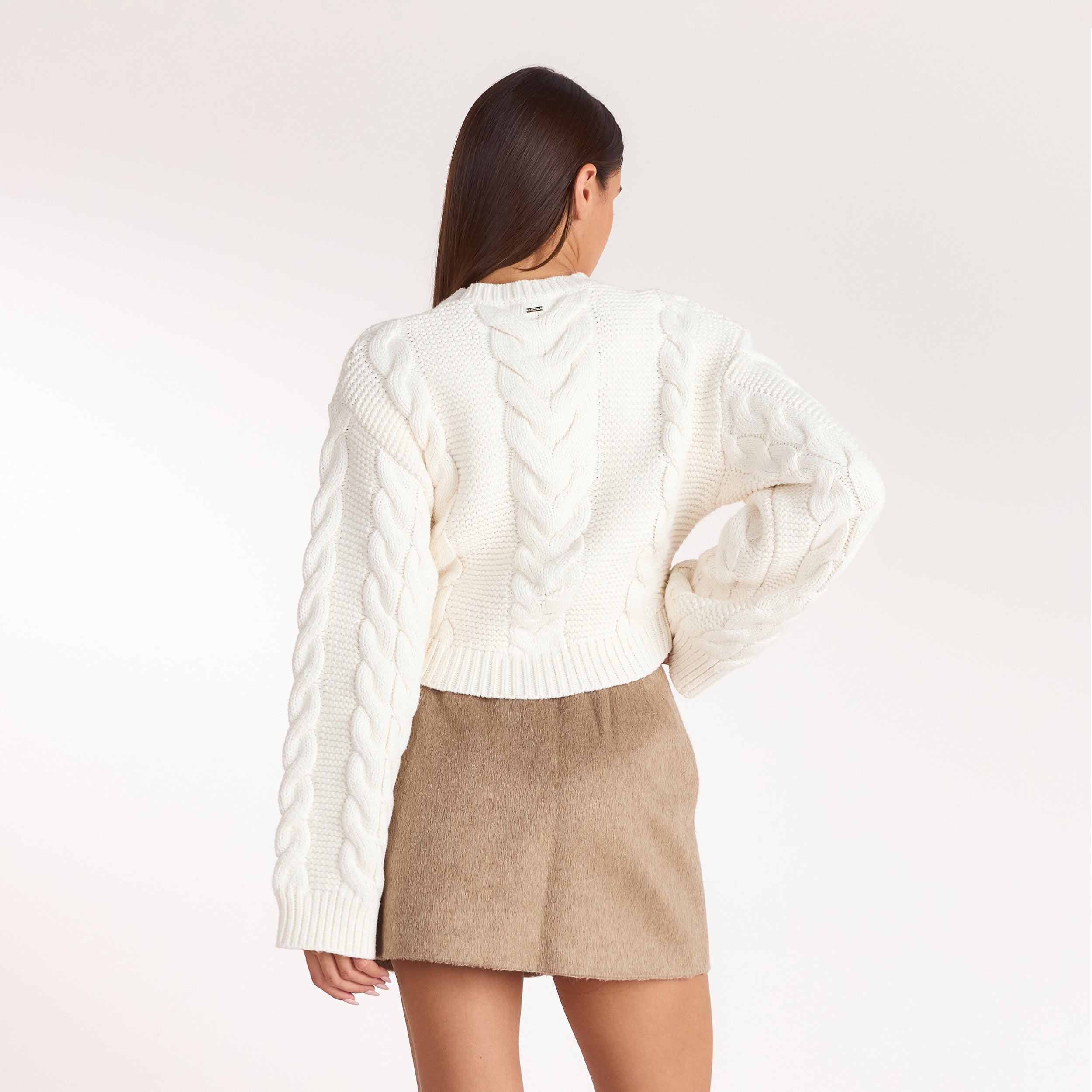 Crop jumper i kabelstrik | Crop jumper i kabelstrik - Creme