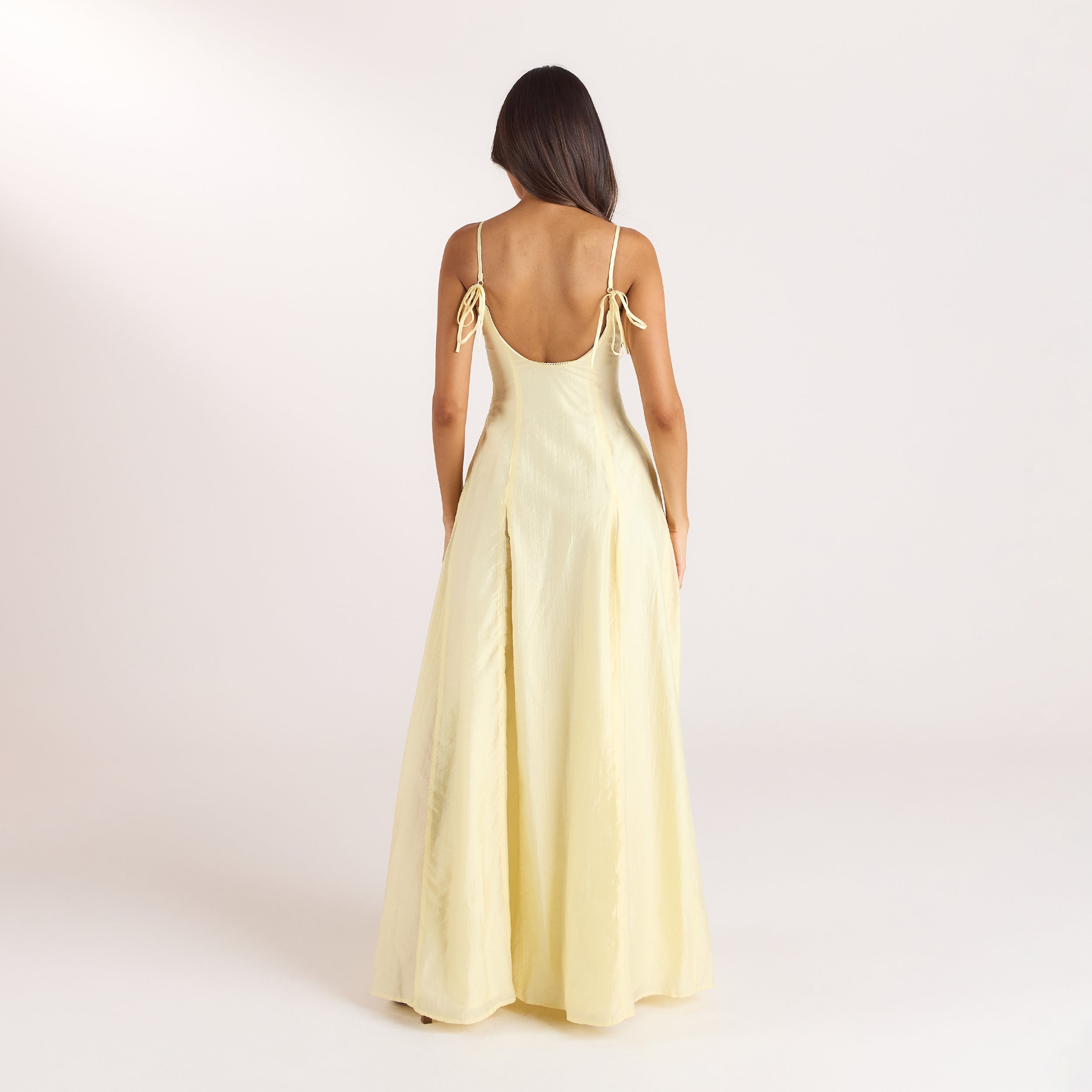 Embroidered Lace-Up Maxi-kjole | Embroidered Lace-Up Maxi-kjole - Citrongul