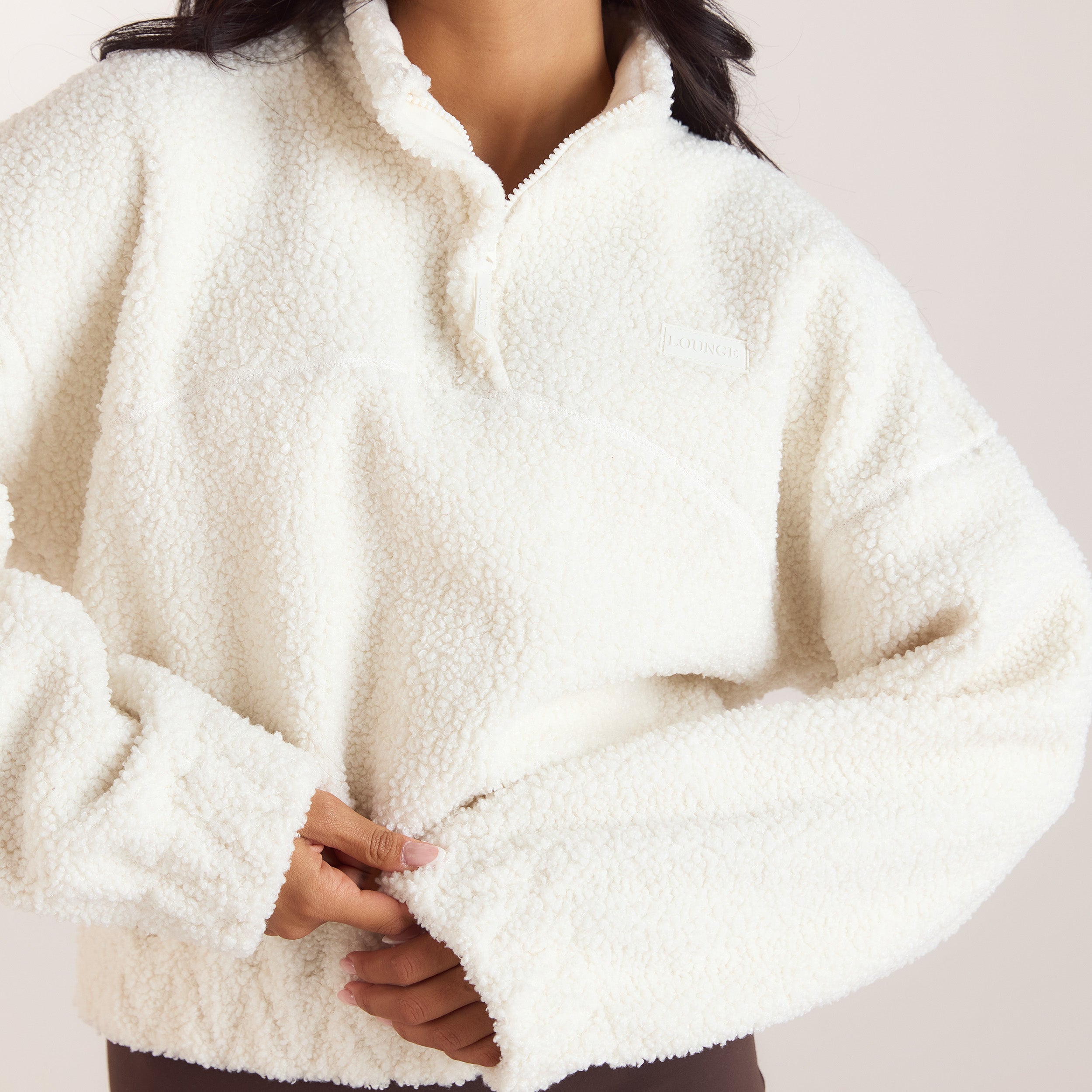 Borg fleece med høj hals | Borg fleece med høj hals - Creme