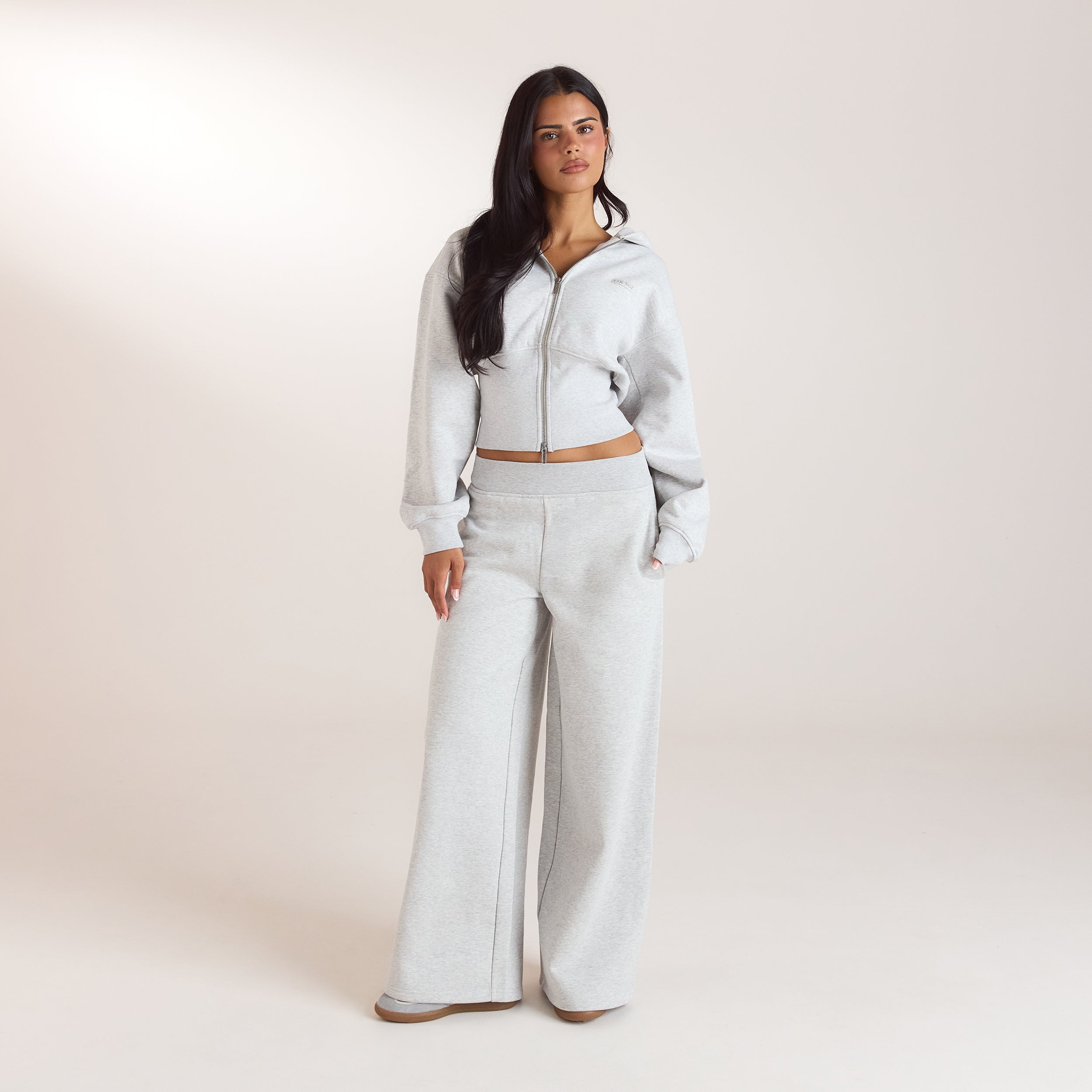 Zip-Up Hoodie med tætsiddende talje | Zip-Up Hoodie med tætsiddende talje - Grå