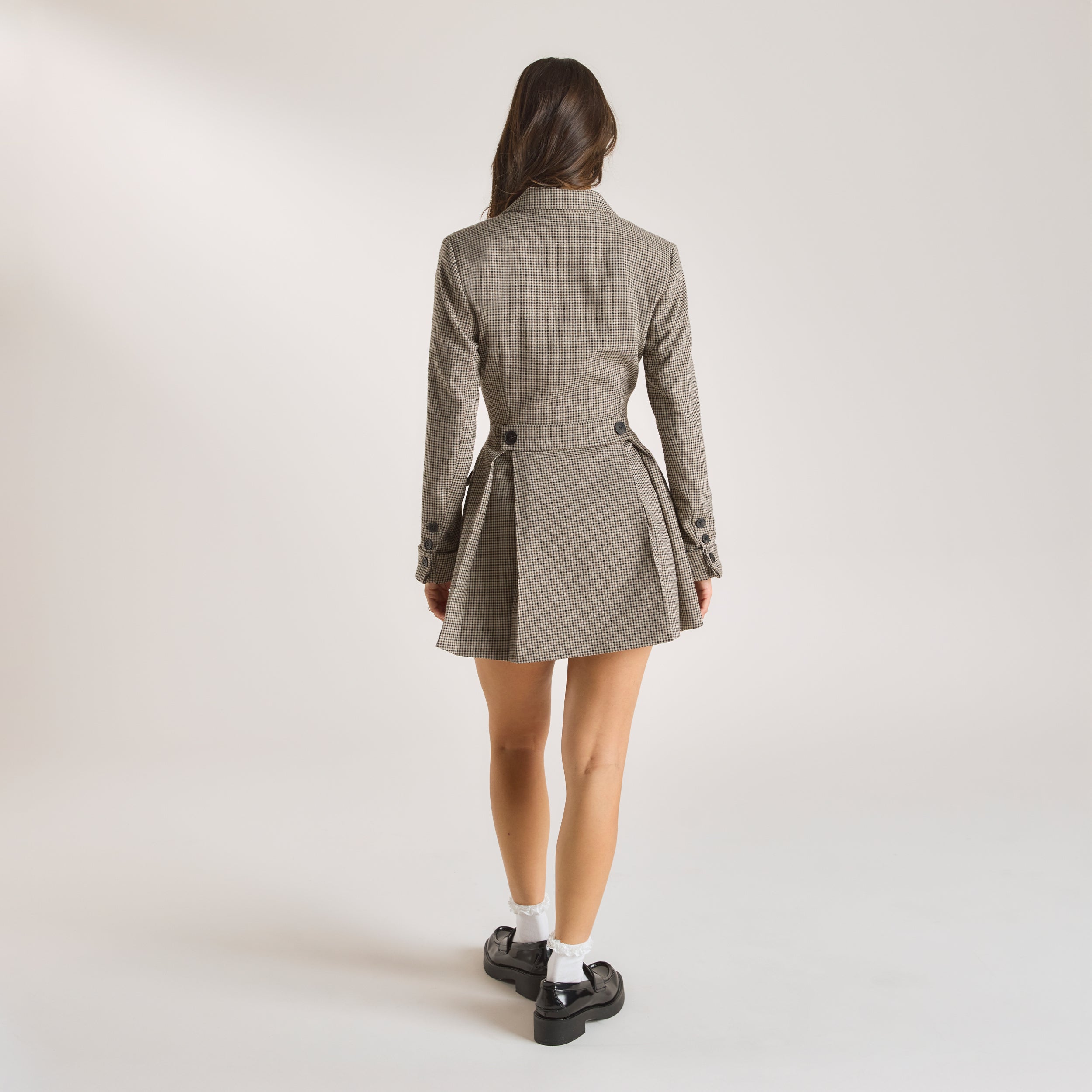 Houndstooth Blazer-kjole | Houndstooth Blazer-kjole - Brun