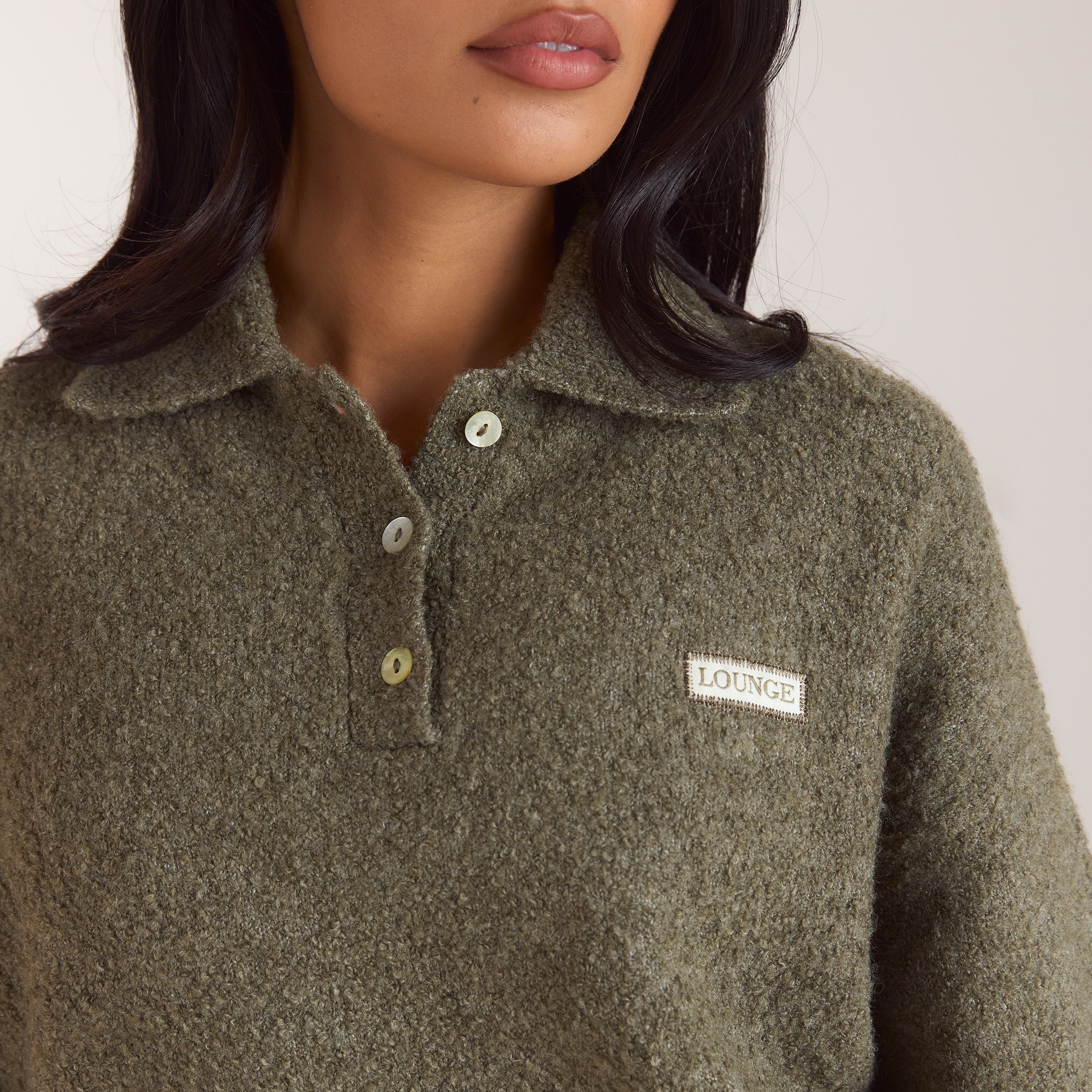 Polobluse i bouclé | Polobluse i bouclé - Kaki
