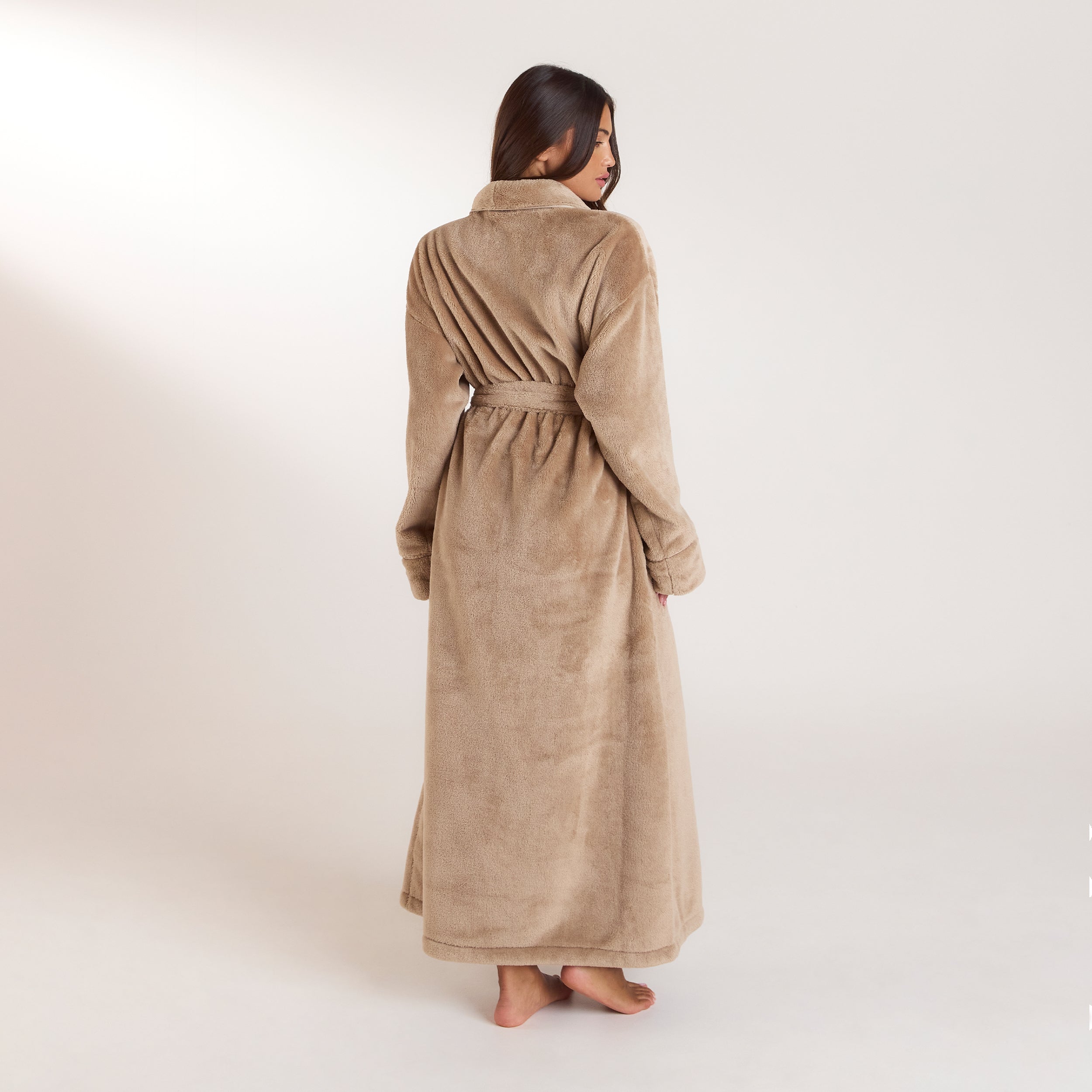Lang Fluffy Morgenkåbe | Lang Fluffy Morgenkåbe - Beige
