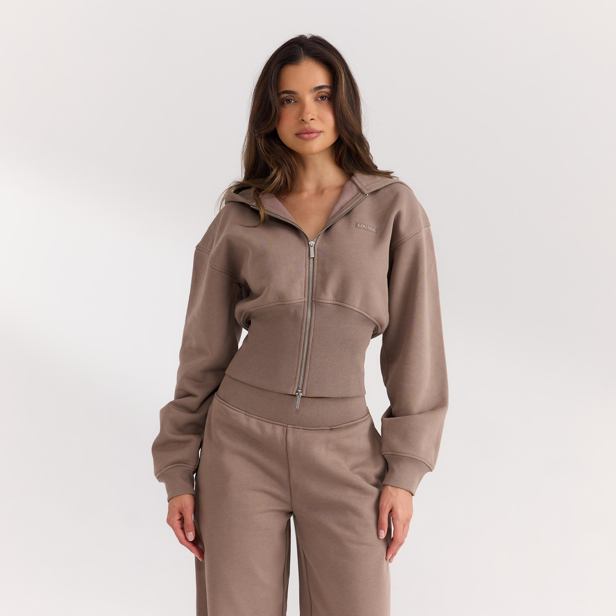 Zip-Up Hoodie med tætsiddende talje | Zip-Up Hoodie med tætsiddende talje - Mushroom
