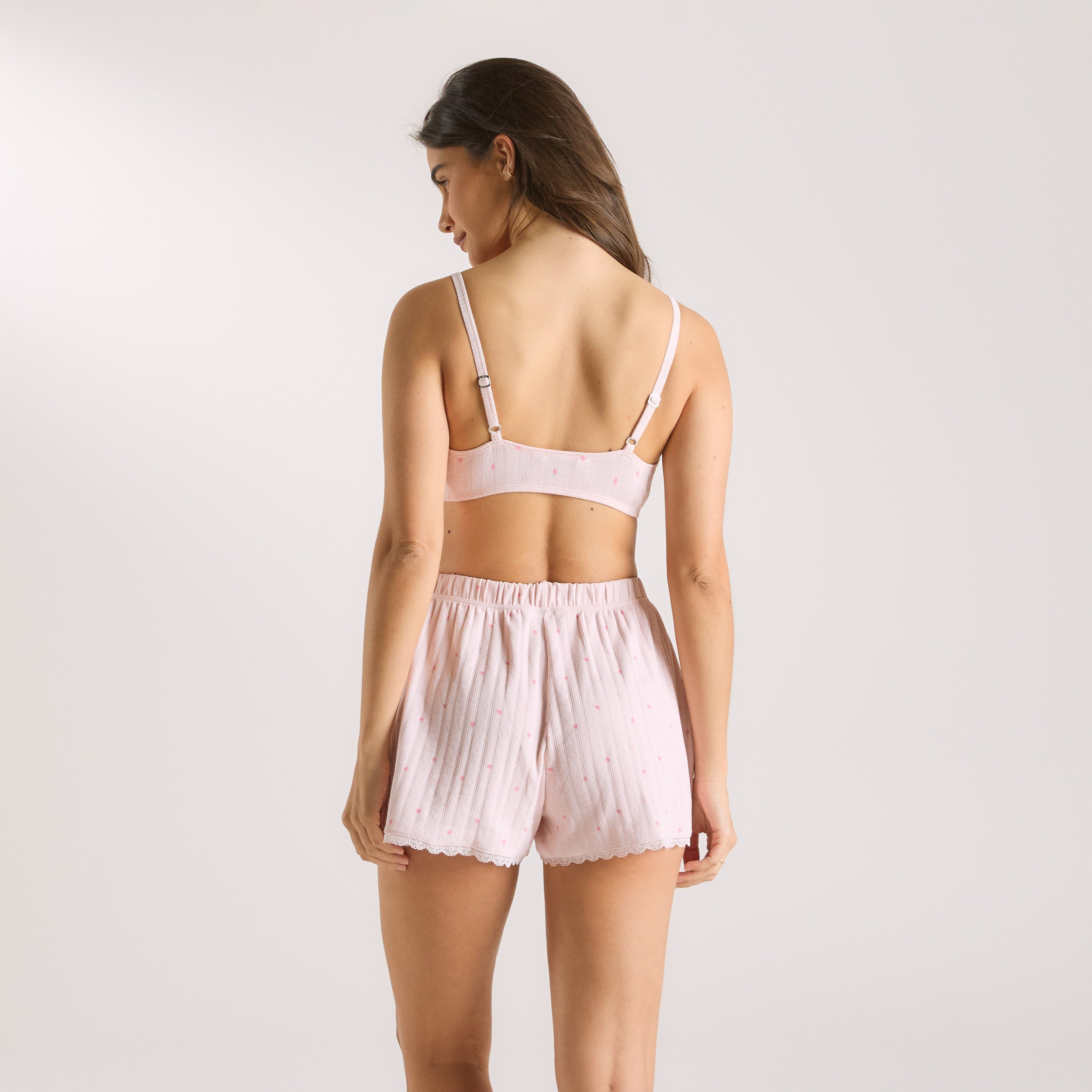 Pointelle Bralette | Pointelle Bralette - Blomstret Pink