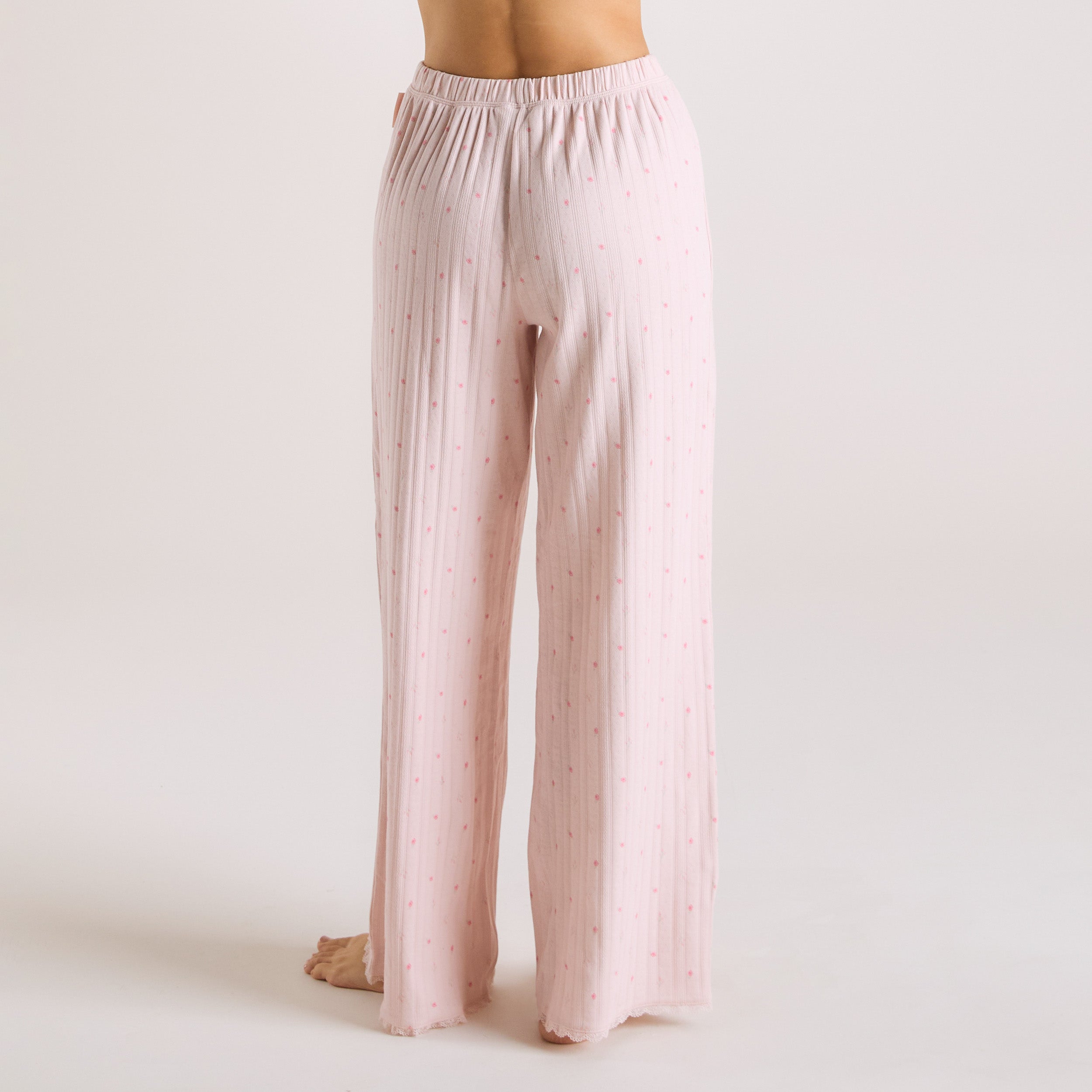 Pointelle Pyjamabukser | Pointelle Pyjamabukser - Blomstret Pink