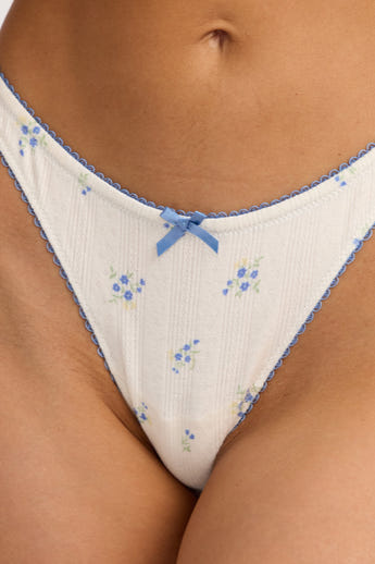 Pointelle Thong - Ditsy Blomsterprint alternate