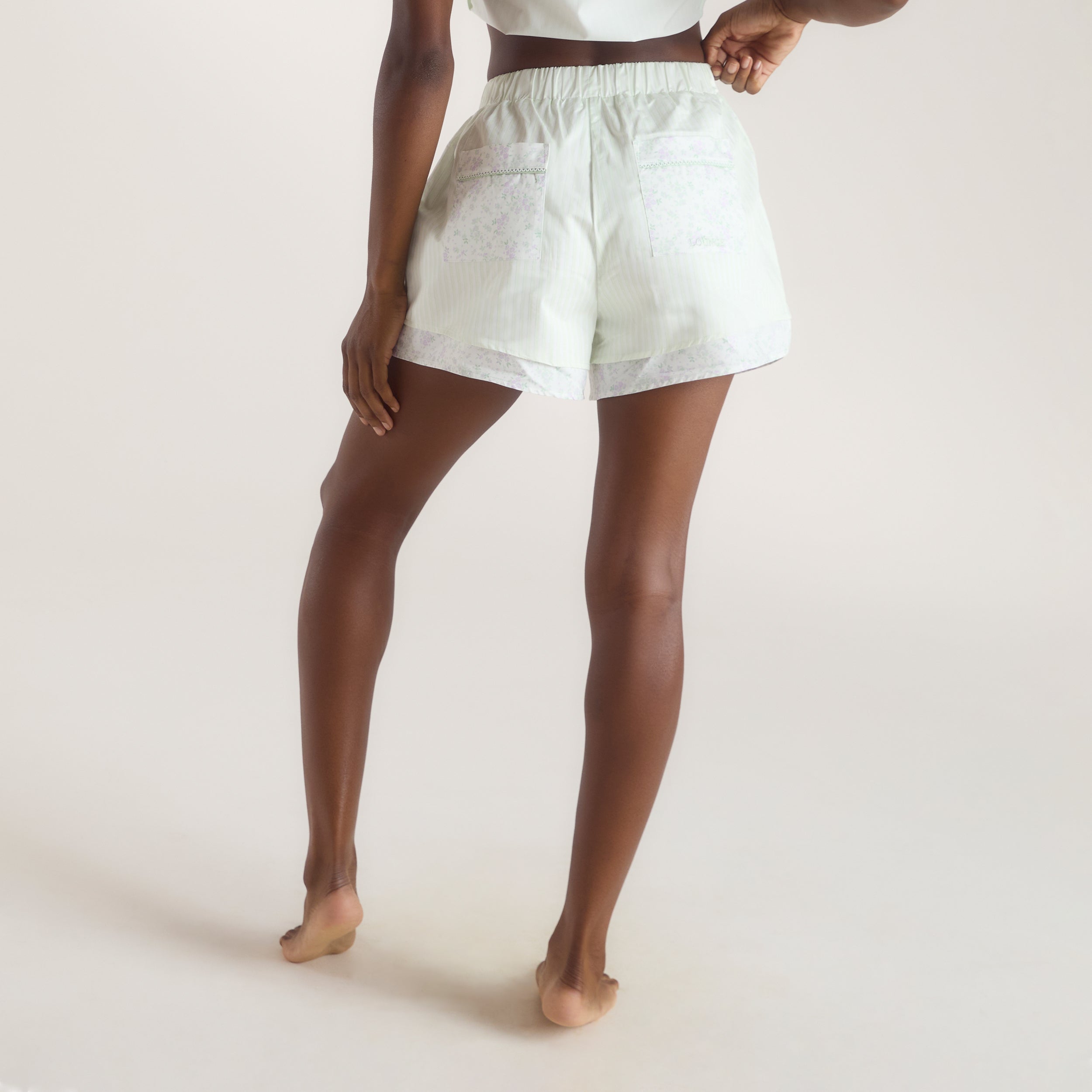 Bloom & Stripe Pyjamashorts | Bloom & Stripe Pyjamashorts - Salviegrøn