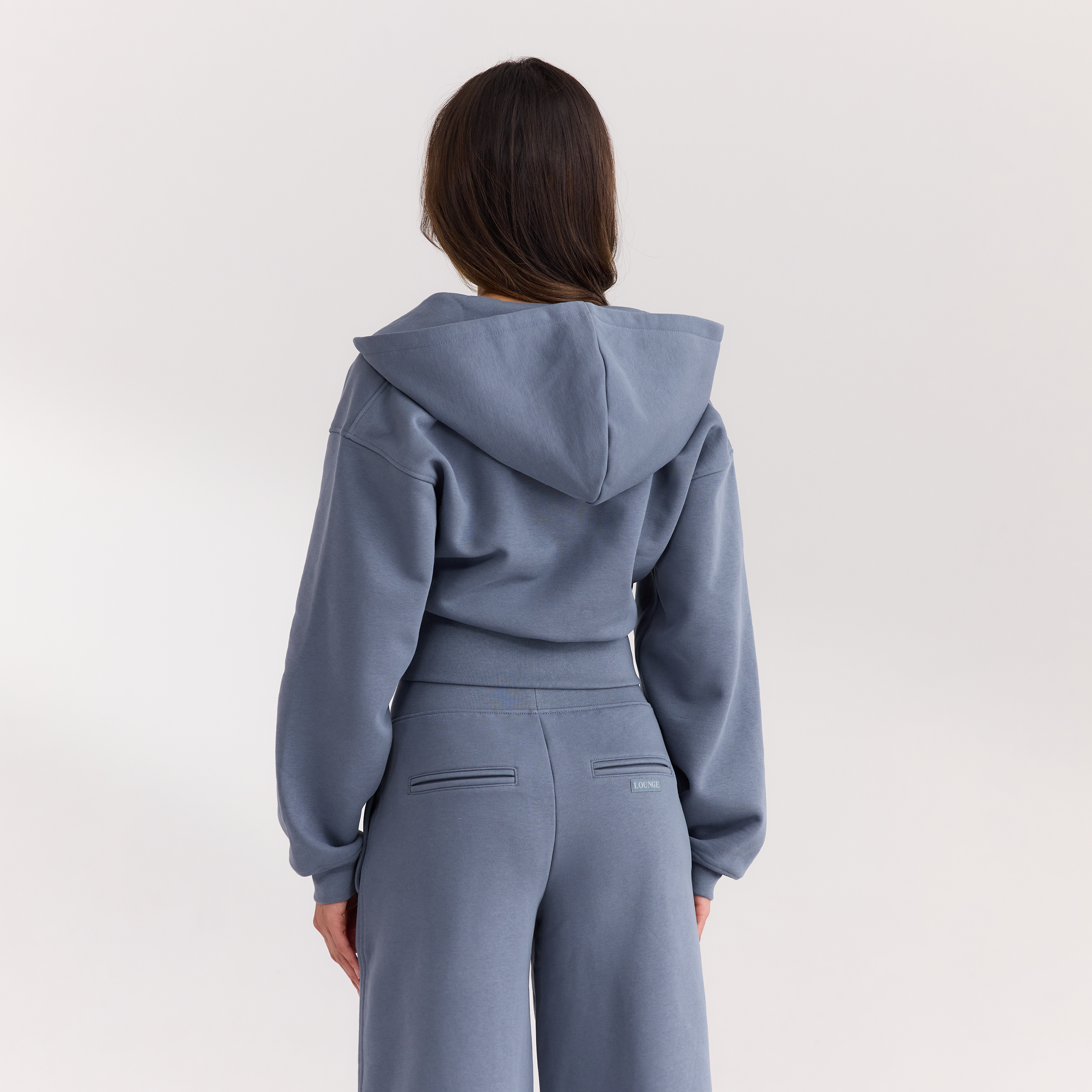 Zip-Up Hoodie med tætsiddende talje | Zip-Up Hoodie med tætsiddende talje - Skiferblå