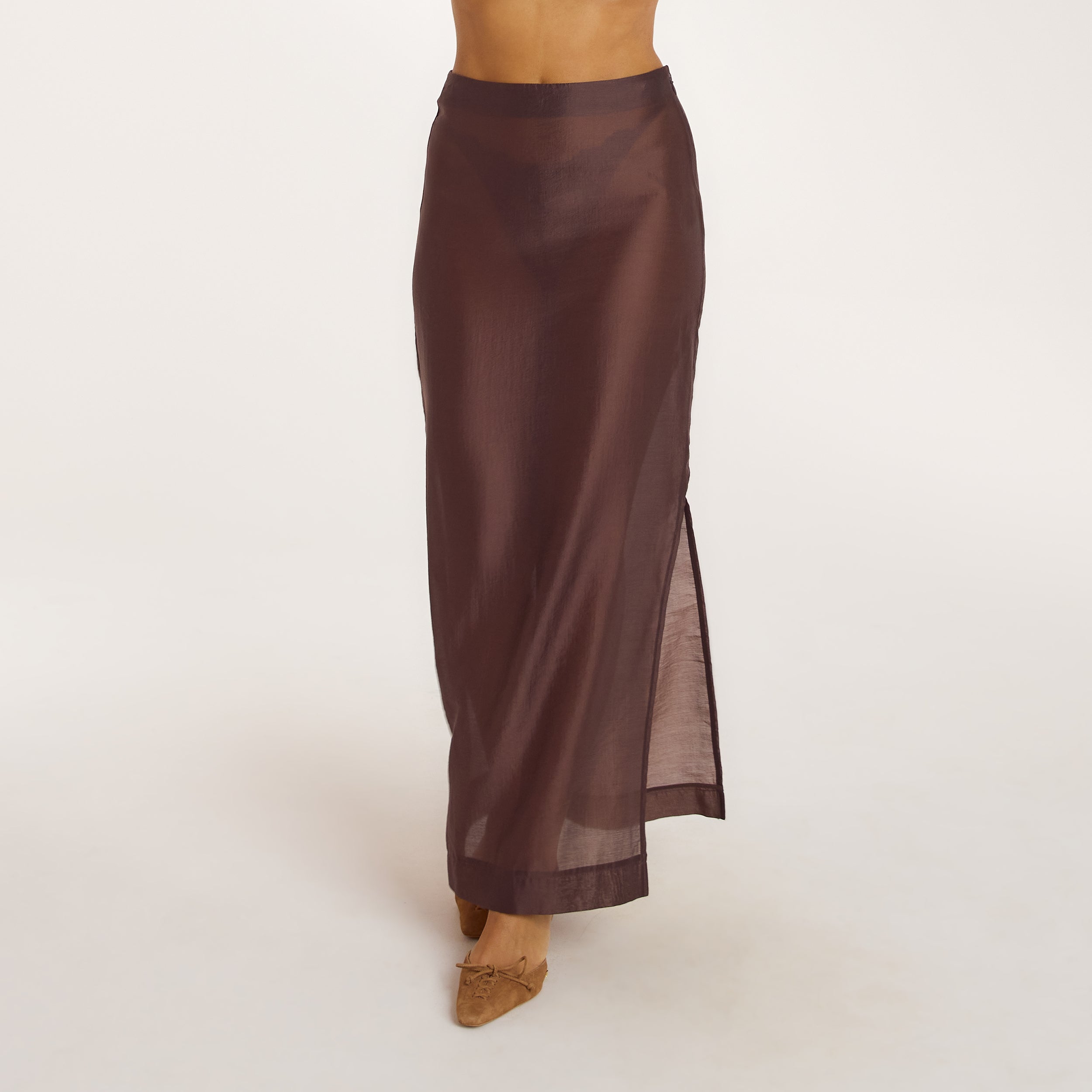 Transparent maxinederdel | Transparent maxinederdel - Chokolade