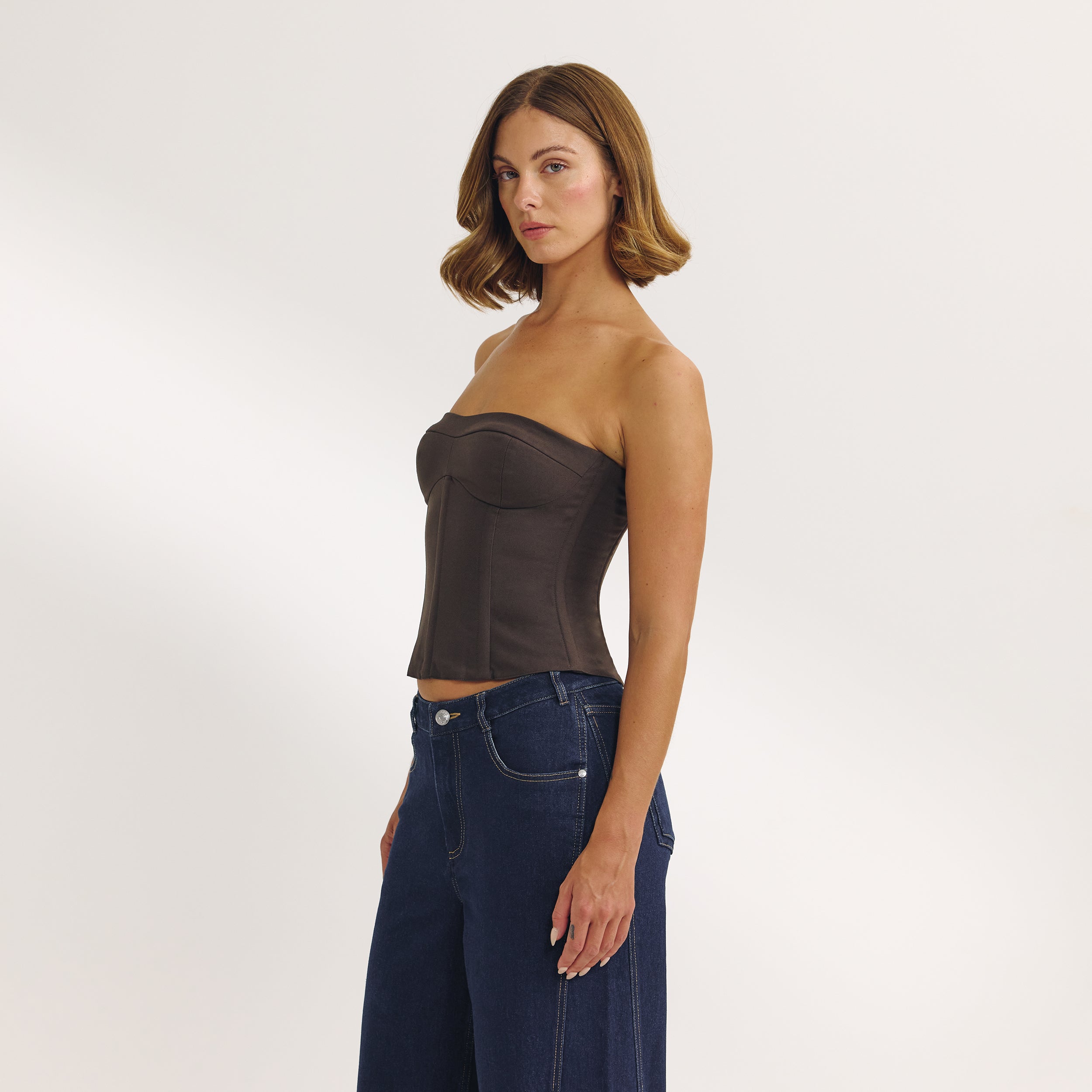 Bandeau-korsettop | Bandeau-korsettop - Mørkebrun