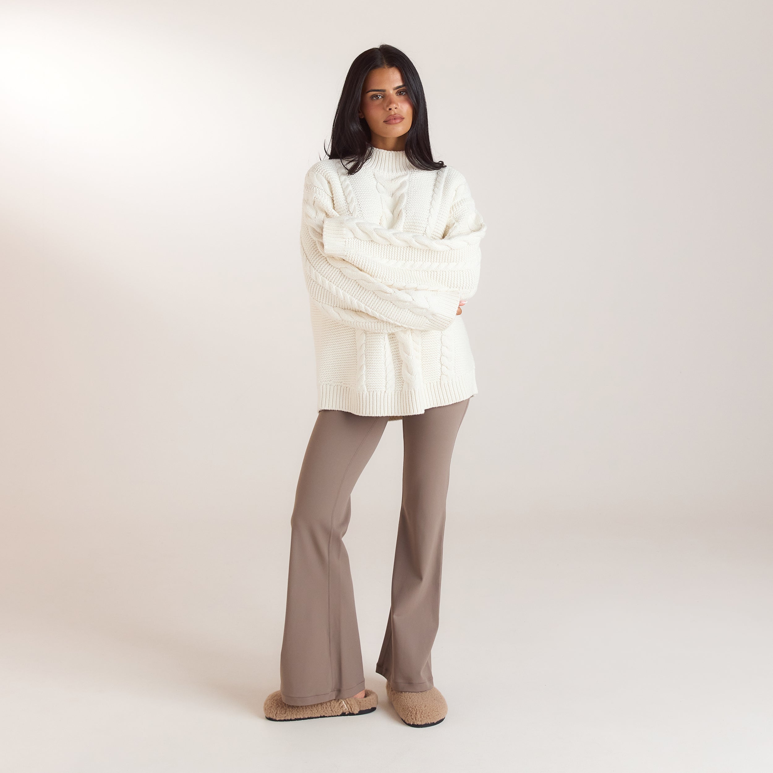 Oversize jumper i kabelstrik | Oversize jumper i kabelstrik - Creme