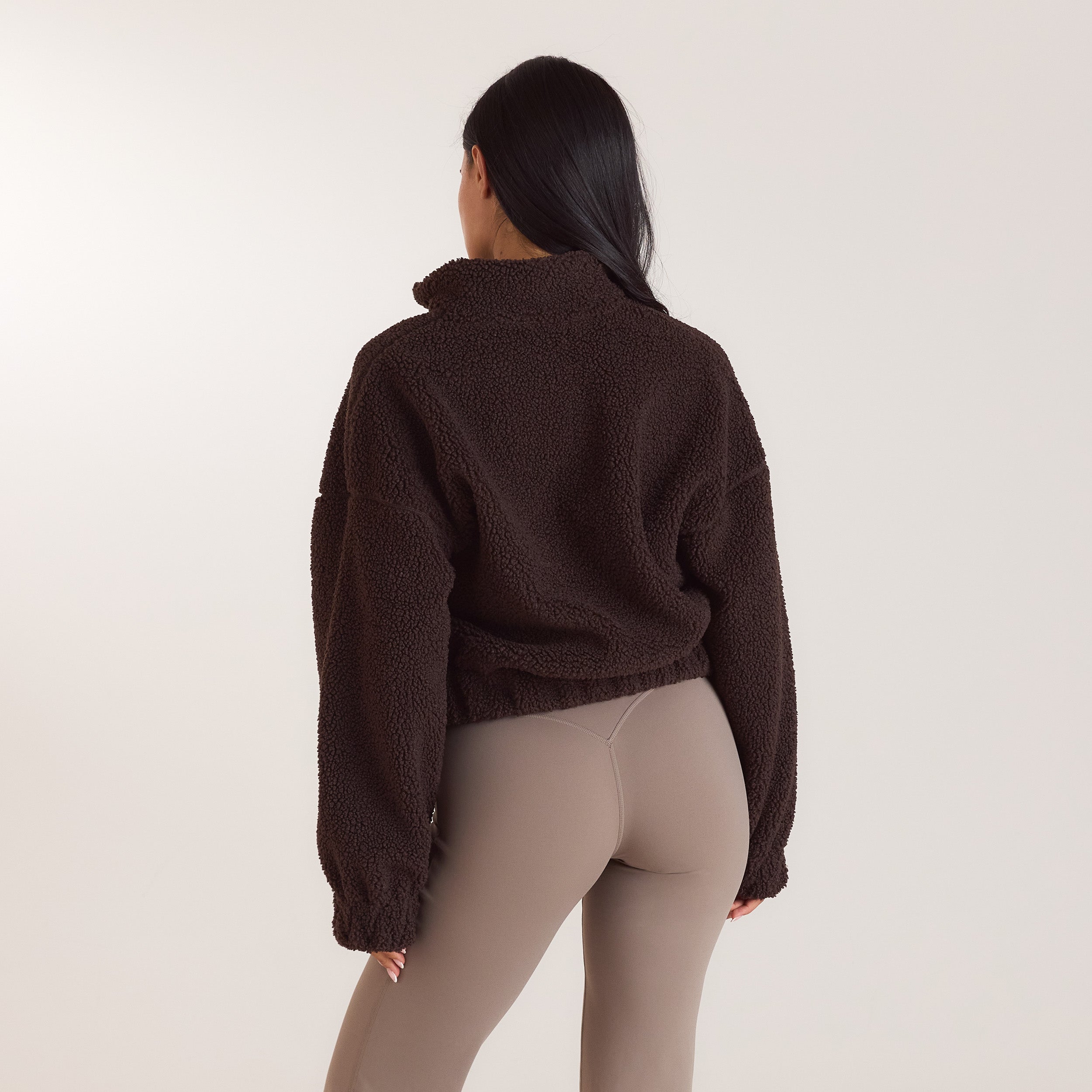 Borg fleece med høj hals | Borg fleece med høj hals - Mørk Chokolade