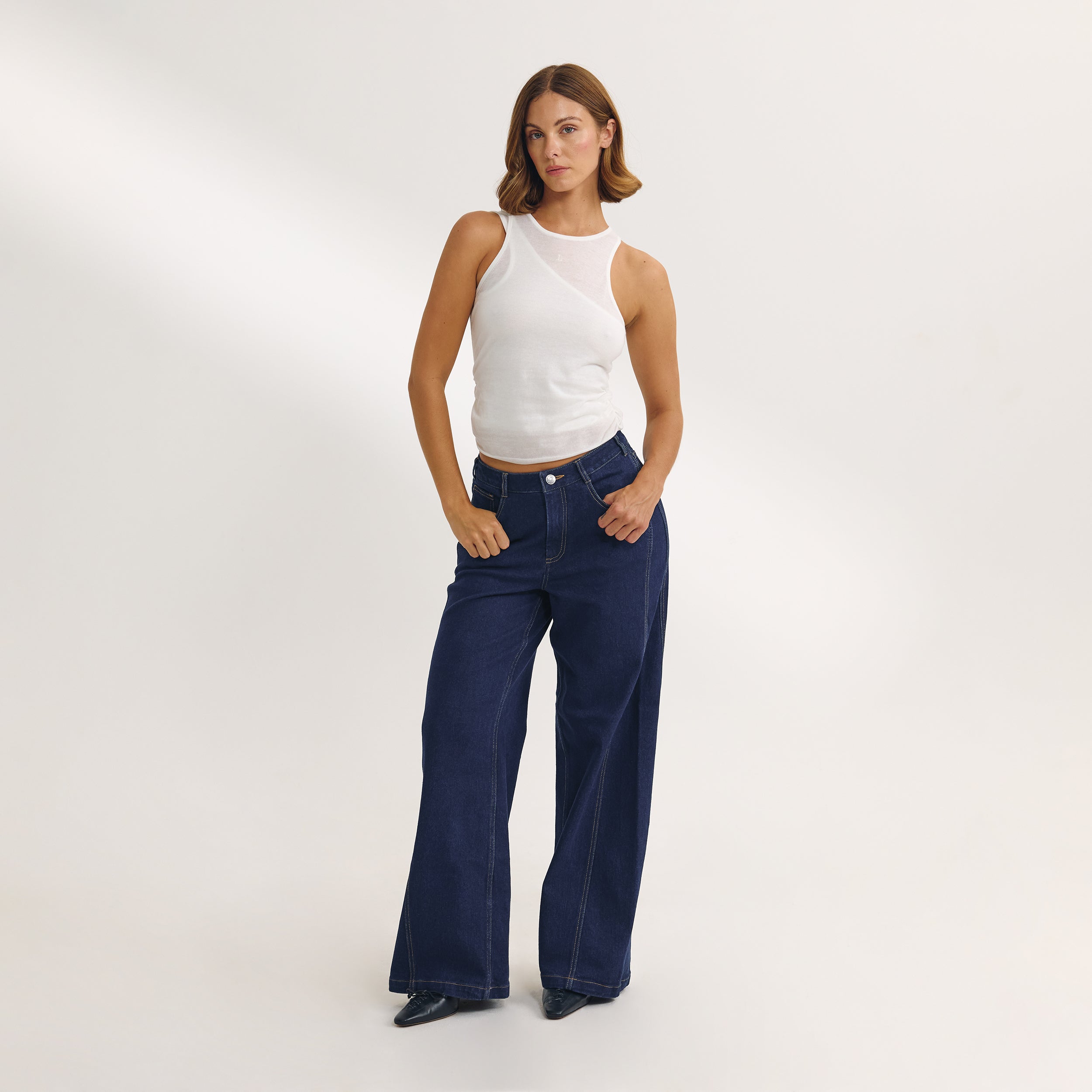 Lagdelte tanktop | Lagdelte tanktop - Hvid