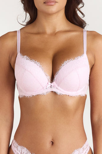 Lace Høj Push-Up BH - Pink
