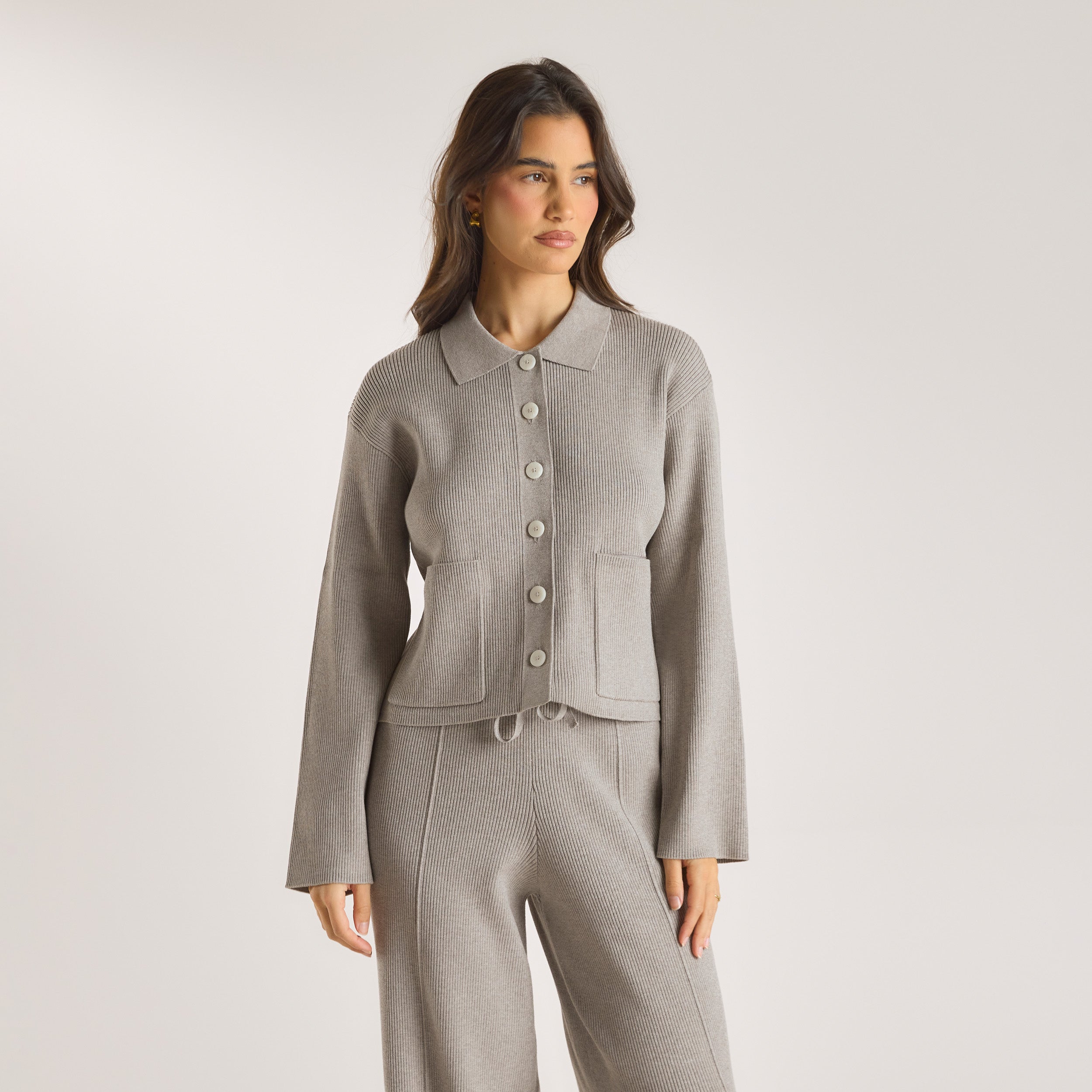 Strikket Oversized Skjorte | Strikket Oversized Skjorte - Warm Grå