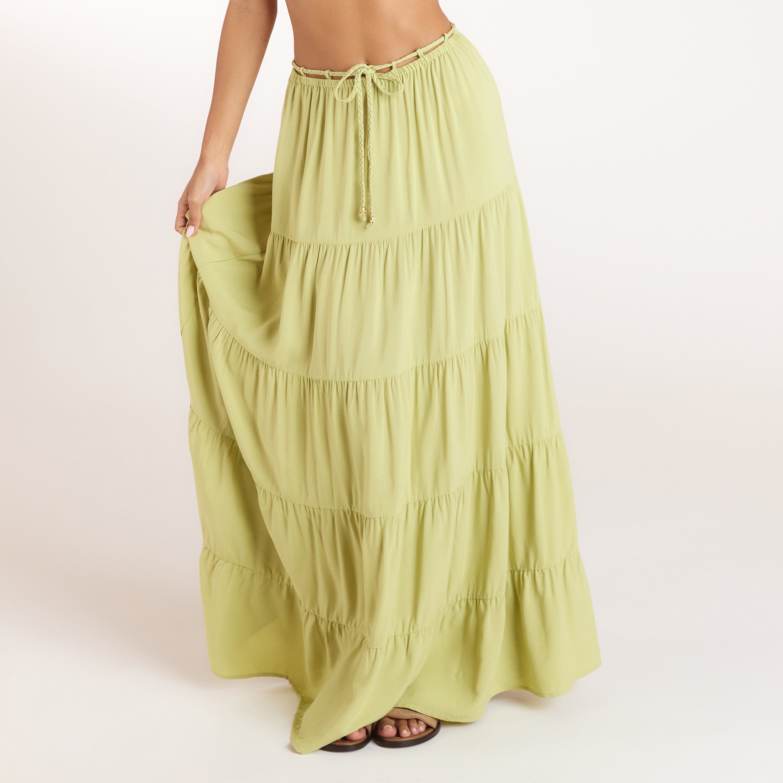 Bralette og Maxinederdel | Bralette (sæt) - Vasket Limegrøn