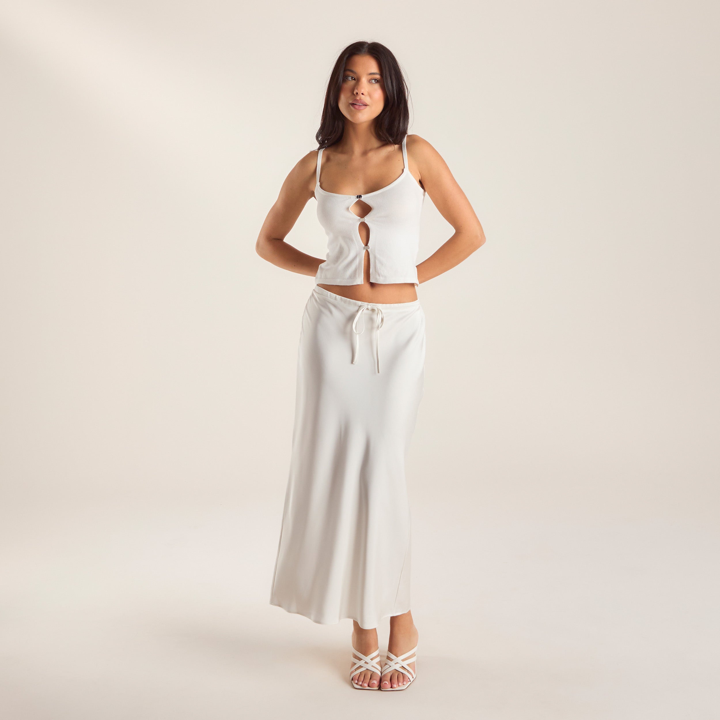 Strikket Cami-top | Strikket Cami-top - Råhvid