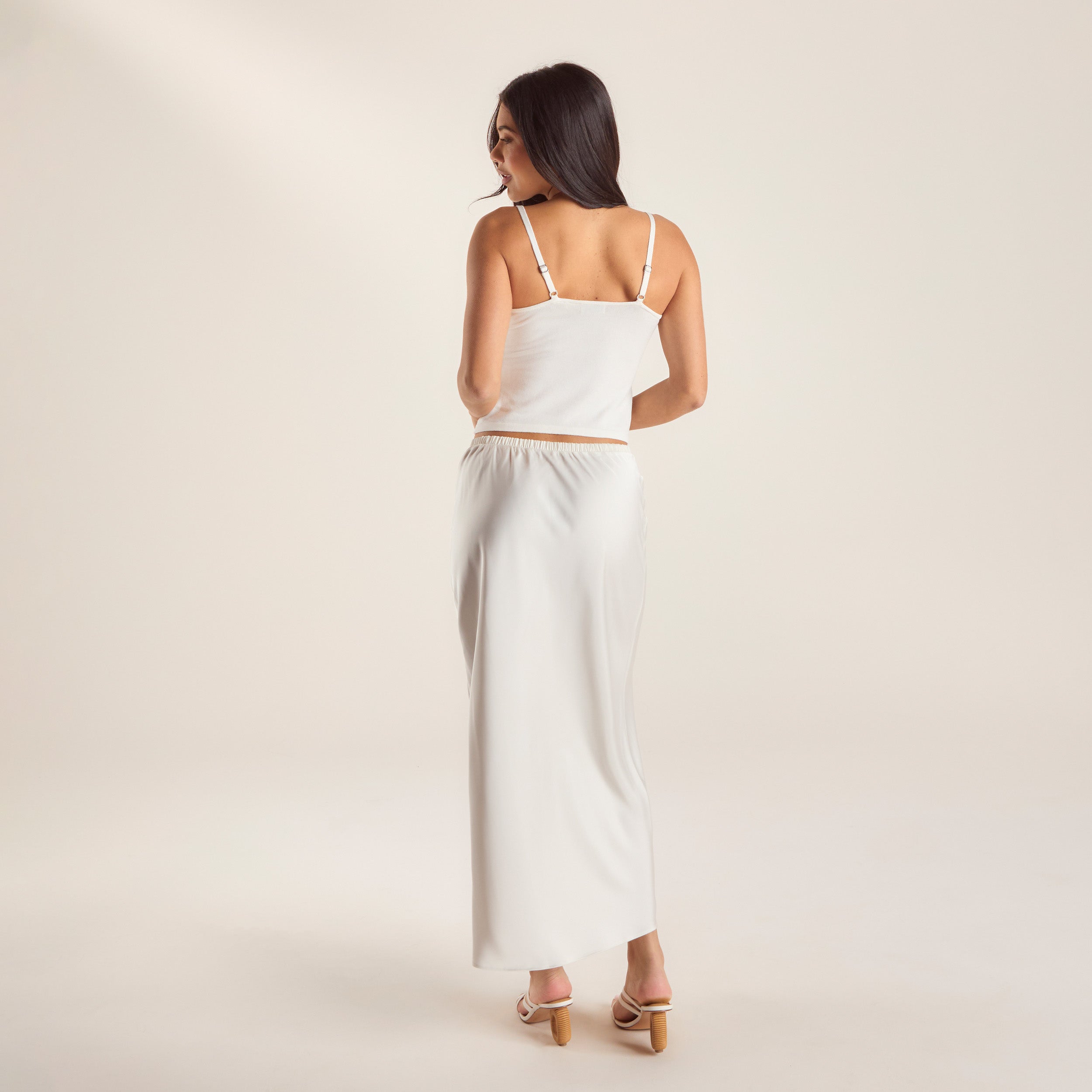 Satin Maxi Skirt | Satin Maxi Skirt - Råhvid