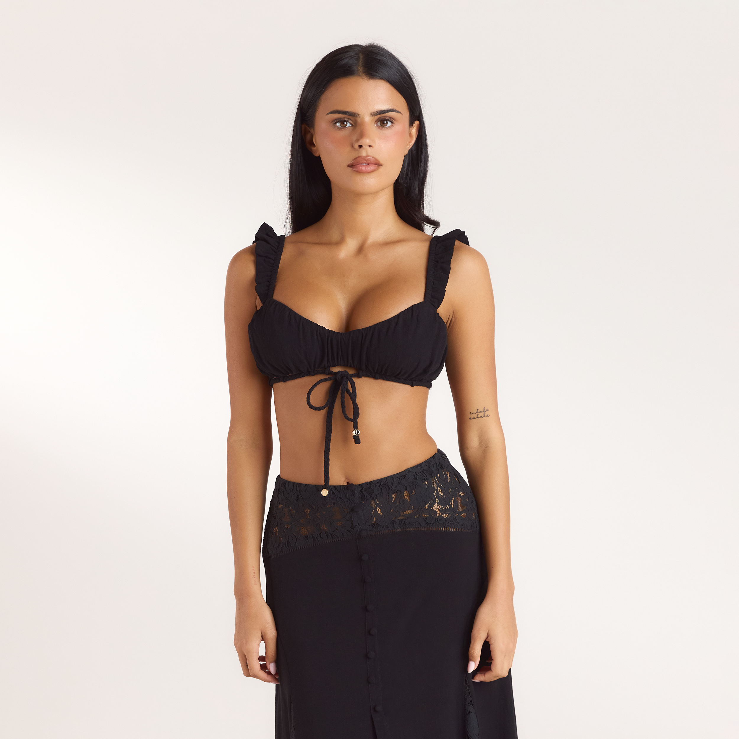 Bralette med rynk | Bralette med rynk - Sort