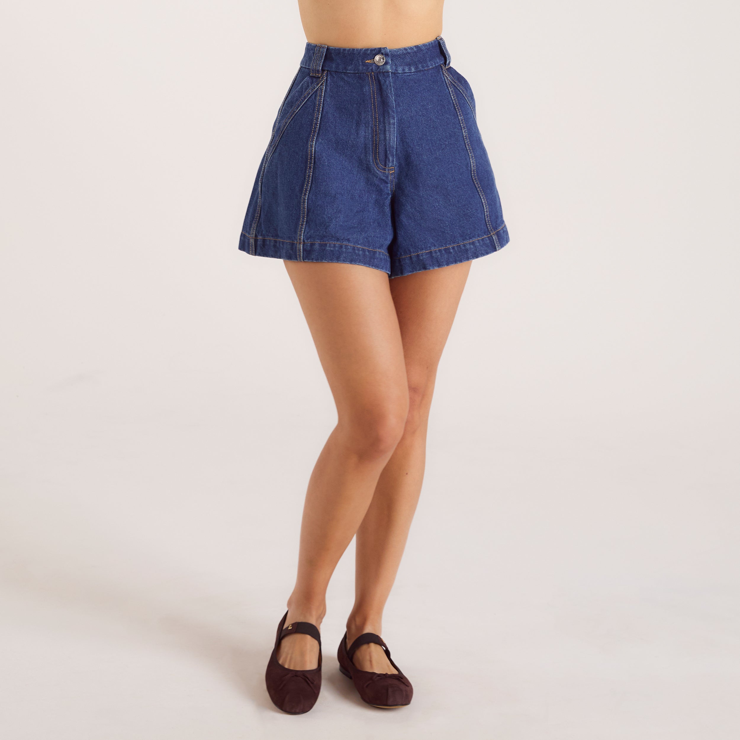 Wide-Hem Denimshorts | Wide-Hem Denimshorts - Blå