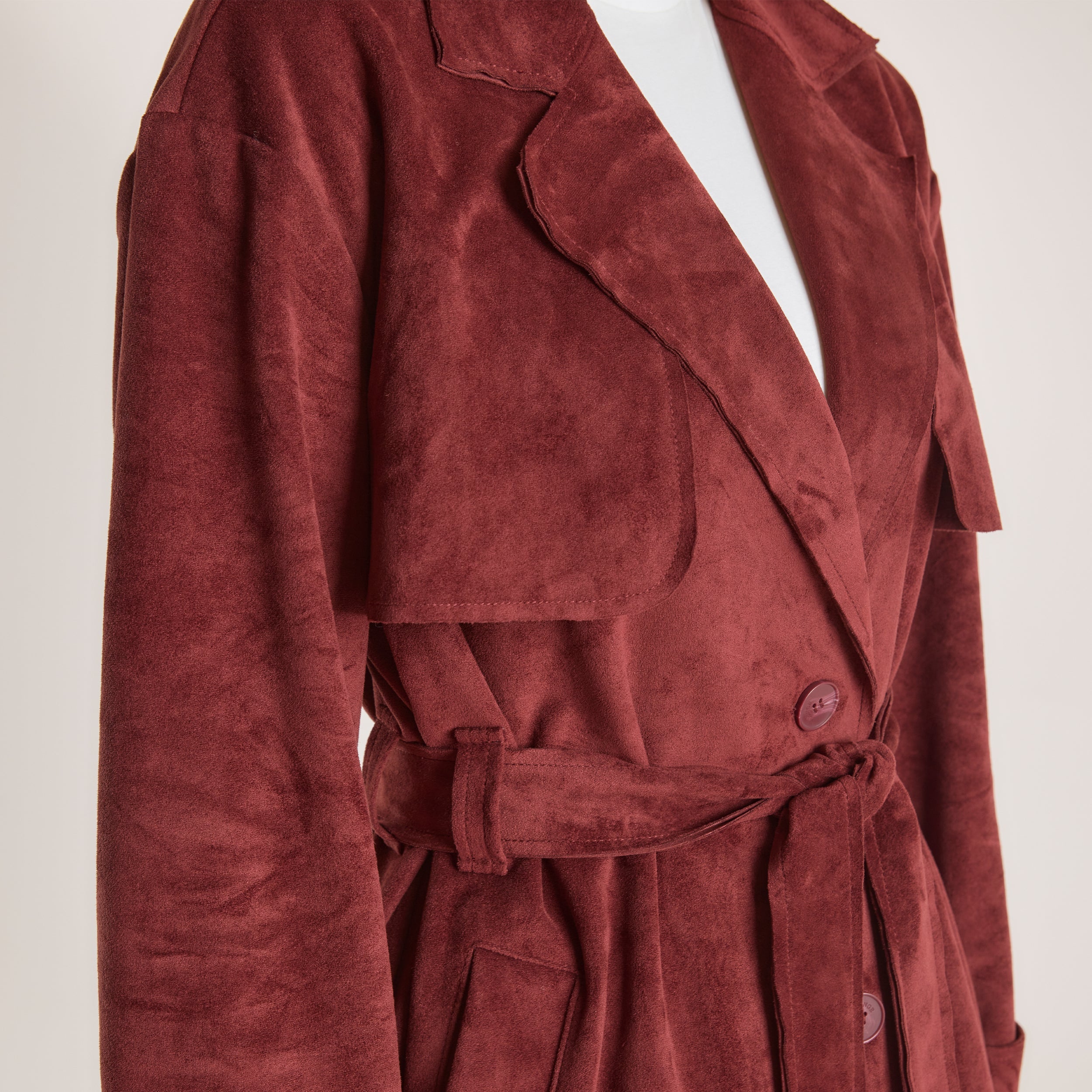 Trenchcoat i Suedette | Trenchcoat i Suedette - Bourgogne