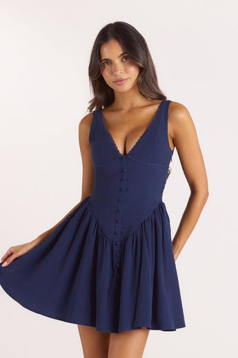 Plunge Mini-kjole - Navy