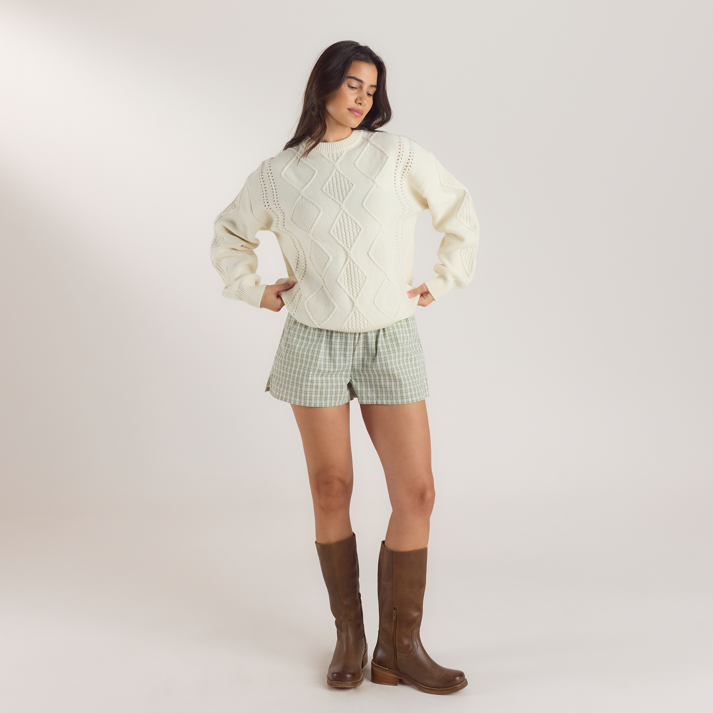 Kabelstrikket Jumper | Kabelstrikket Jumper - Creme