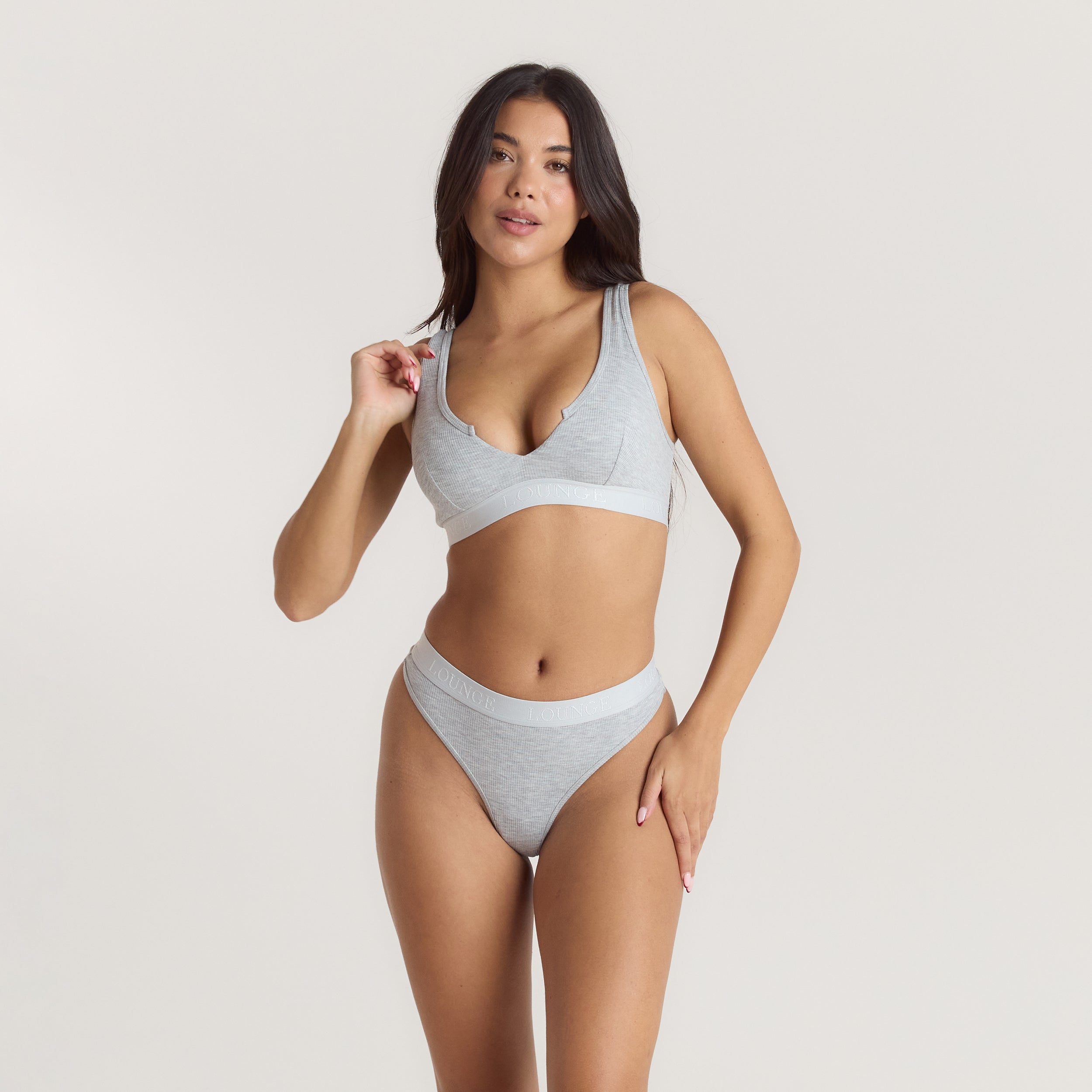 Soft Ribbed Push-Up Bralette | Soft Ribbed Push-Up Bralette - Grå Marl