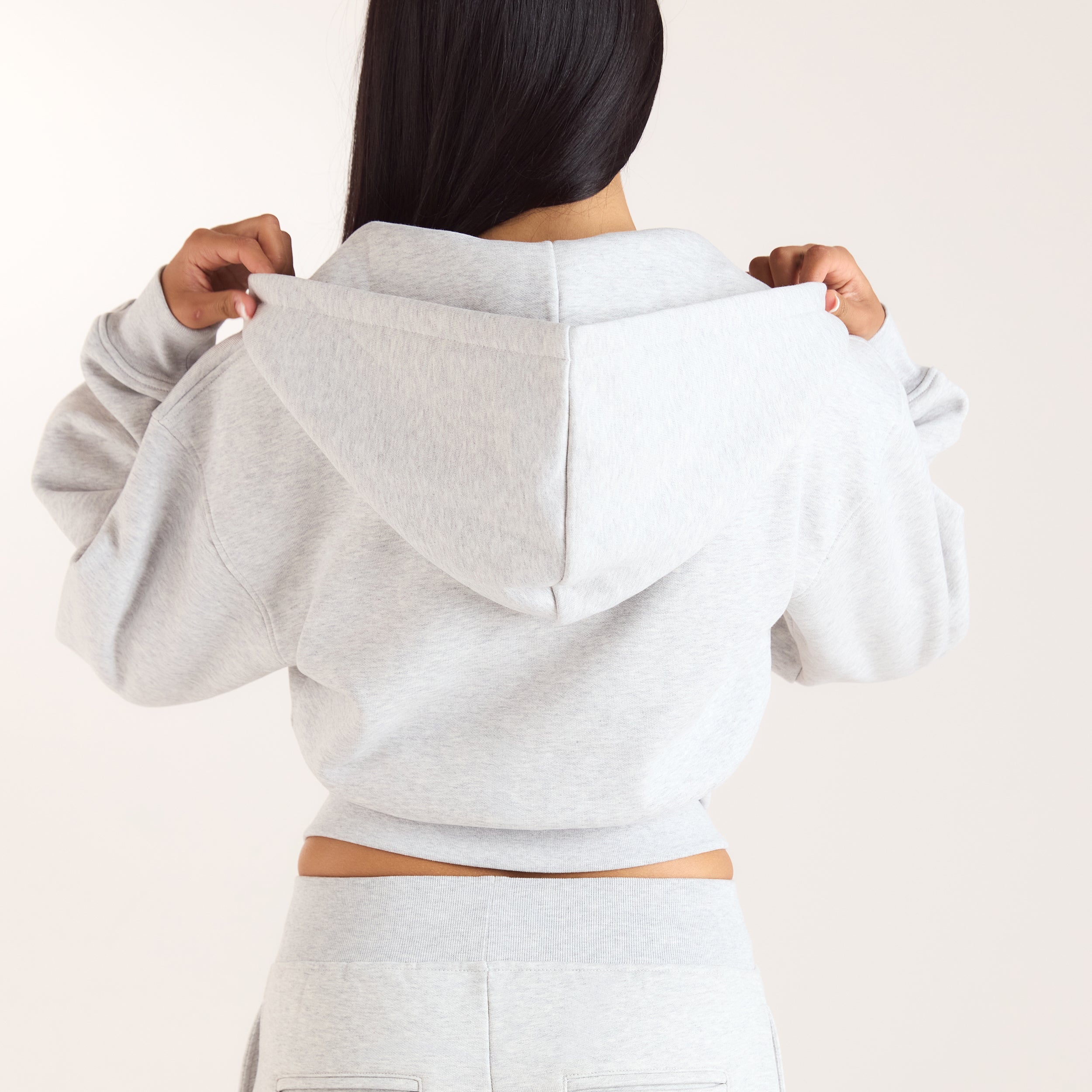 Zip-Up Hoodie med tætsiddende talje | Zip-Up Hoodie med tætsiddende talje - Grå