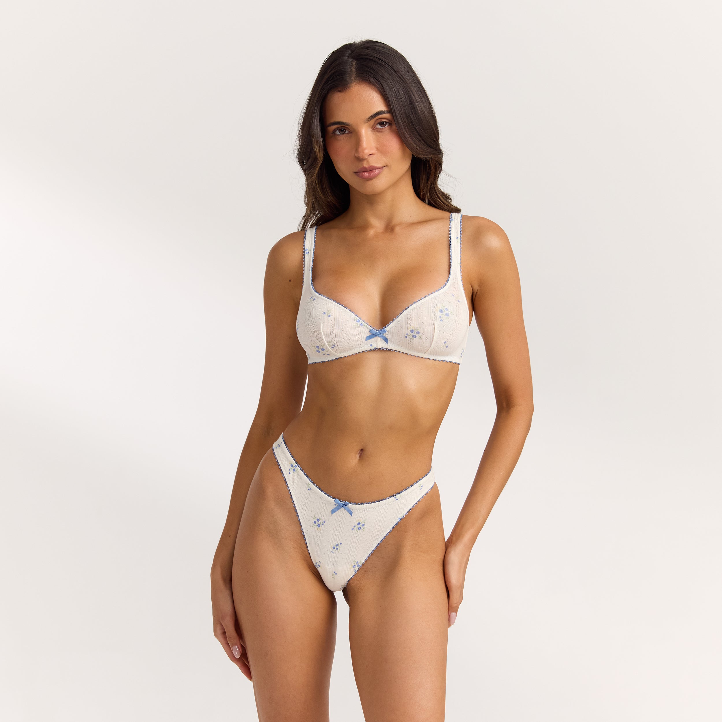 Pointelle Bralette | Pointelle Bralette - Ditsy Blomsterprint