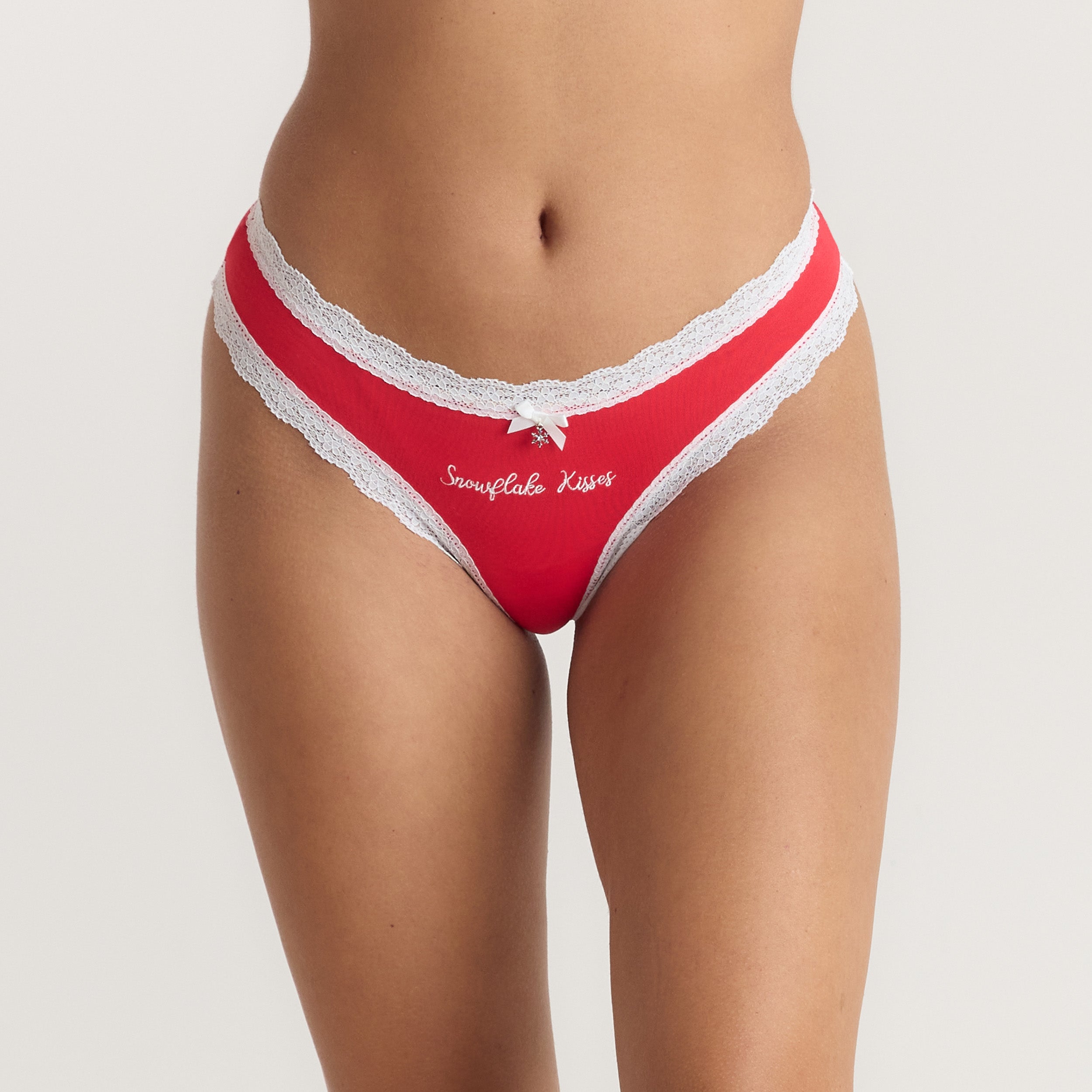 Snowflake Thongs (2-pakke) | Snowflake Thongs (2-pakke) - Rød/Hvid