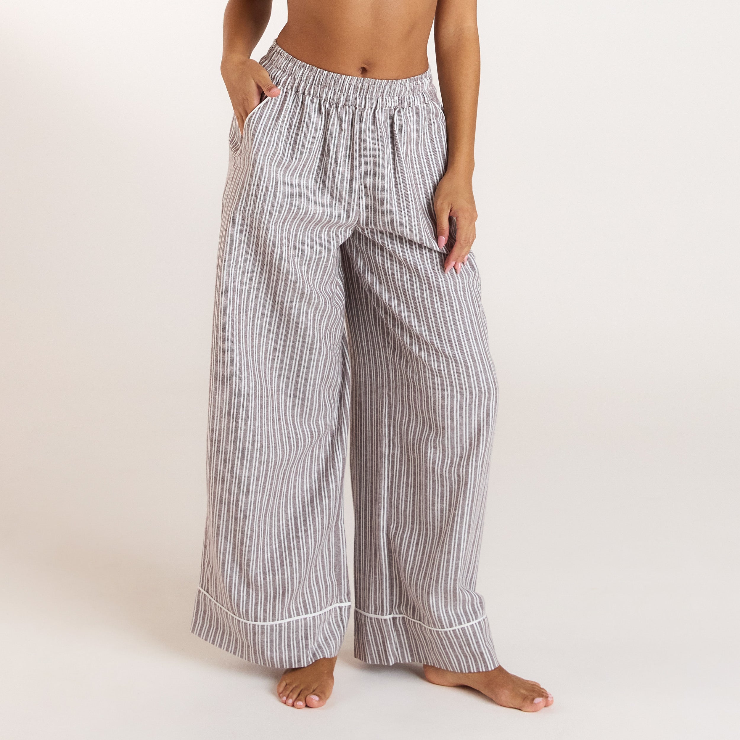Stripe Pyjama Bukser - Chokolade