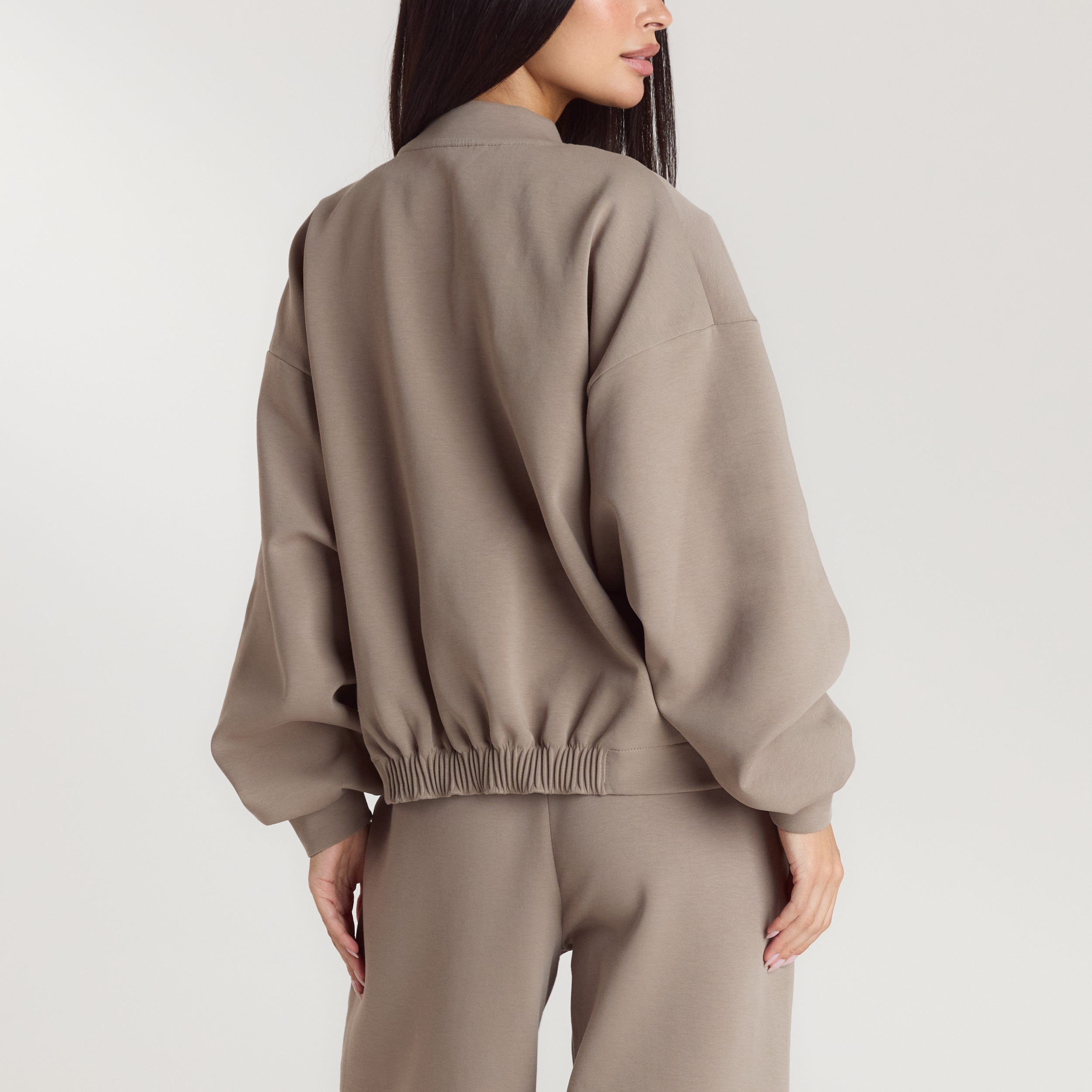 Neopren Bomberjakke | Neopren Bomberjakke - Gråbrun