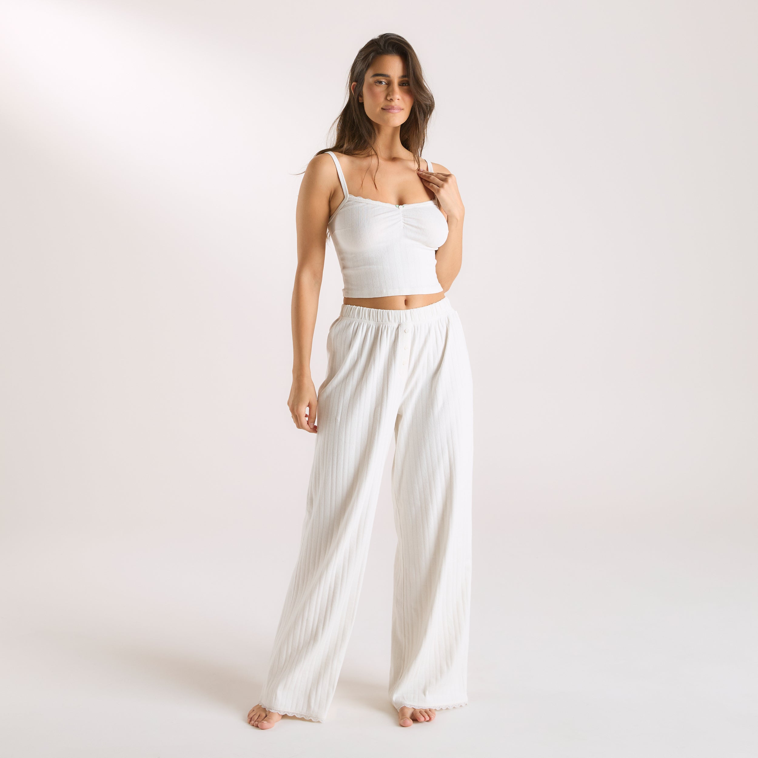 Pointelle Pyjamabukser | Pointelle Pyjamabukser - Creme