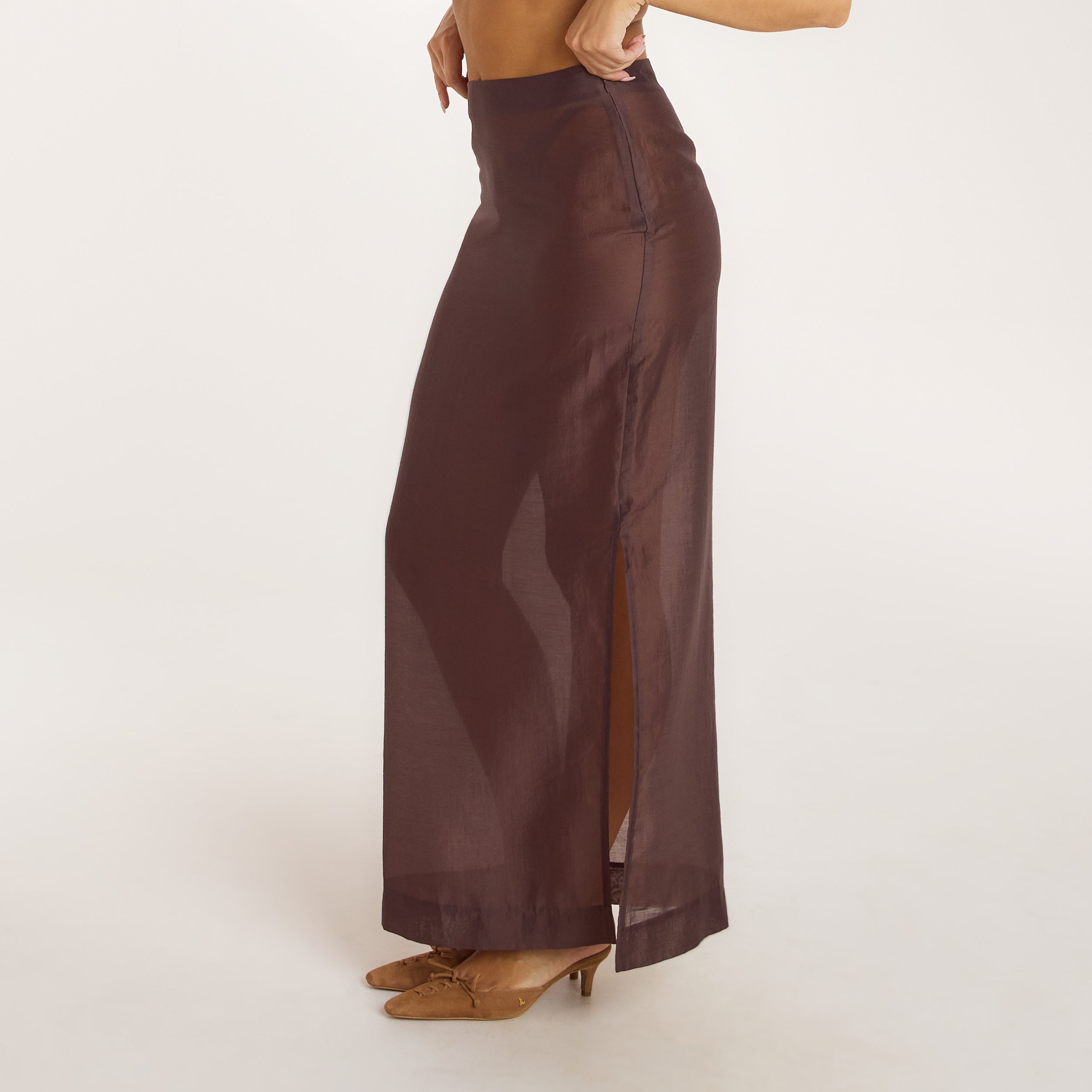 Transparent maxinederdel | Transparent maxinederdel - Chokolade