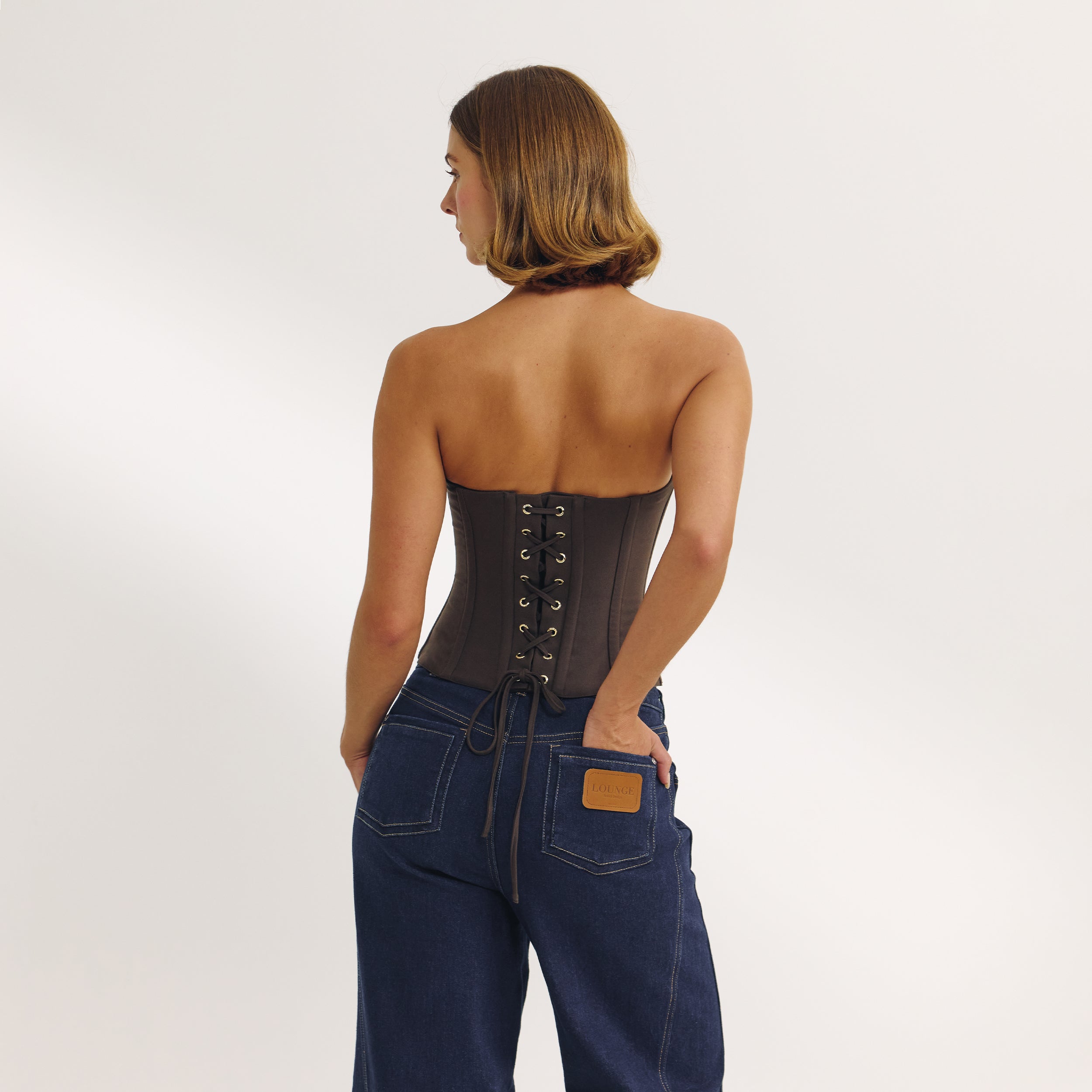Bandeau-korsettop | Bandeau-korsettop - Mørkebrun