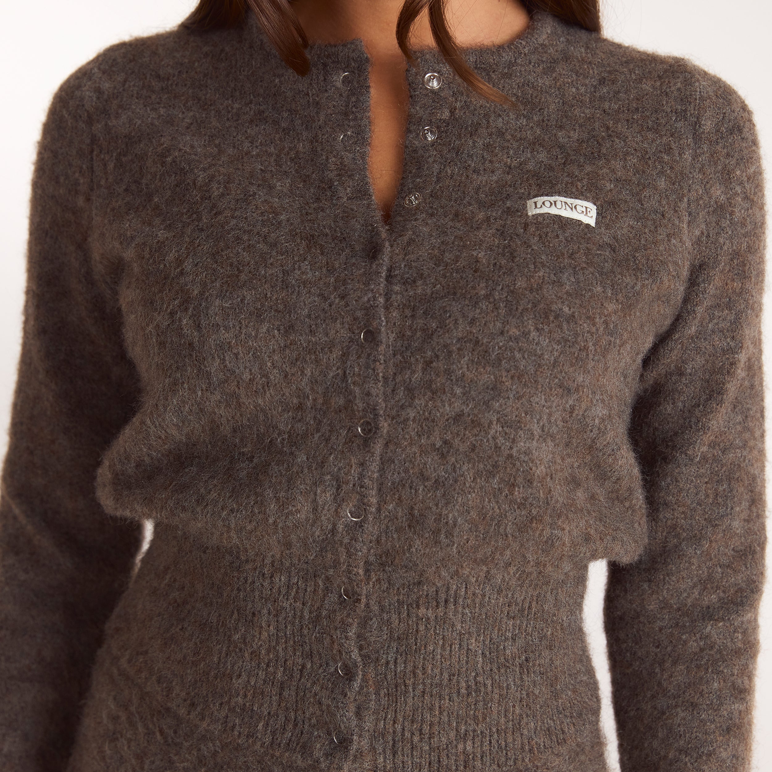 Fitted cardigan i strik | Fitted cardigan i strik - Askebrun