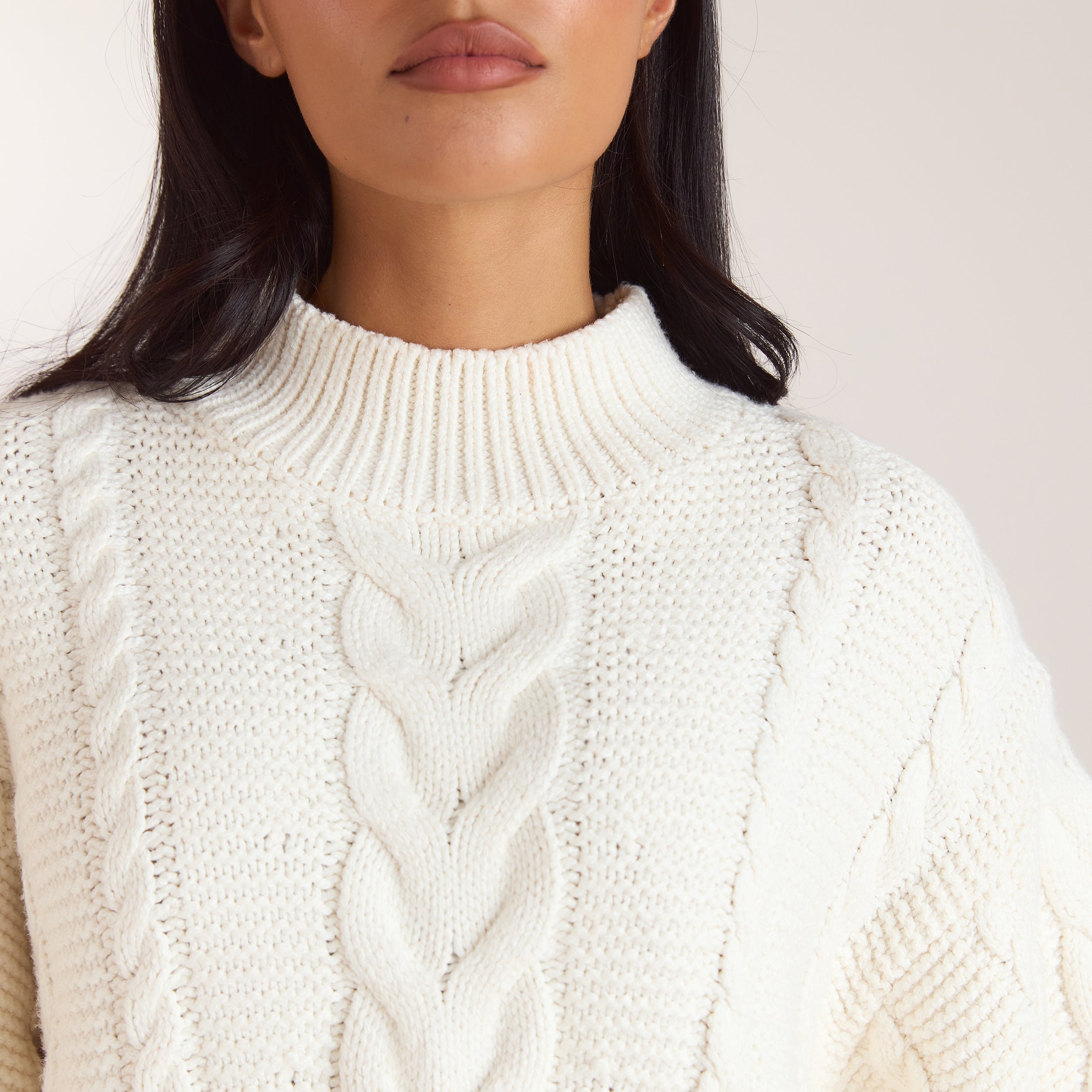 Oversize jumper i kabelstrik | Oversize jumper i kabelstrik - Creme
