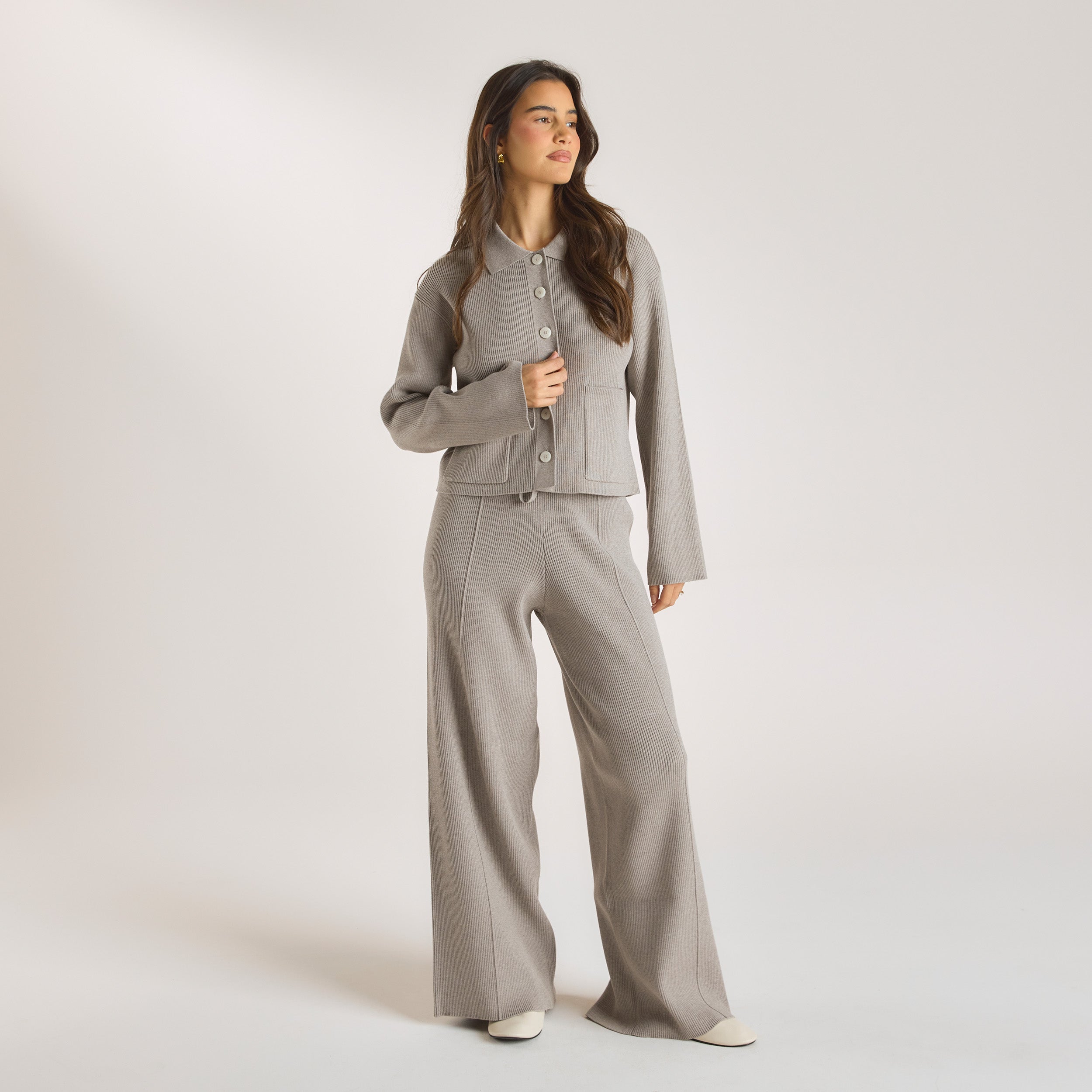 Strikket Oversized Skjorte | Strikket Oversized Skjorte - Warm Grå