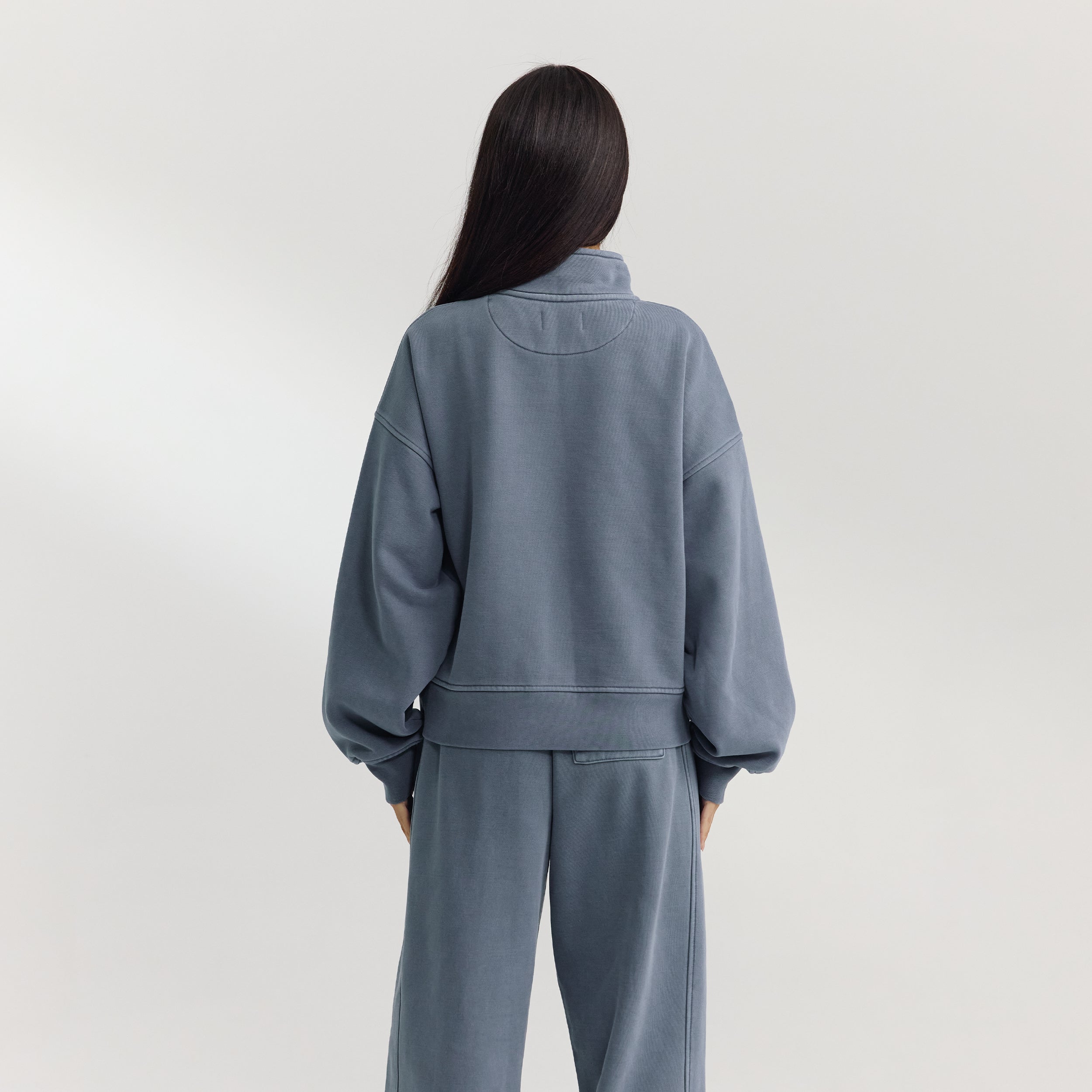 Trøje med Kvart Lynlås | Trøje med Kvart Lynlås - Vasket Blå