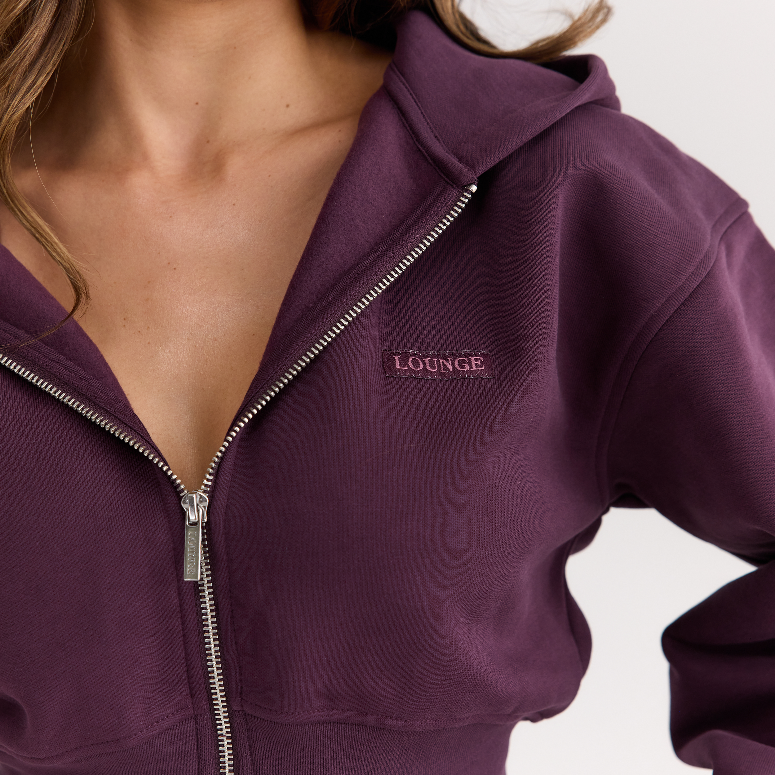 Zip-Up Hoodie med tætsiddende talje | Zip-Up Hoodie med tætsiddende talje - Kirsebærlak