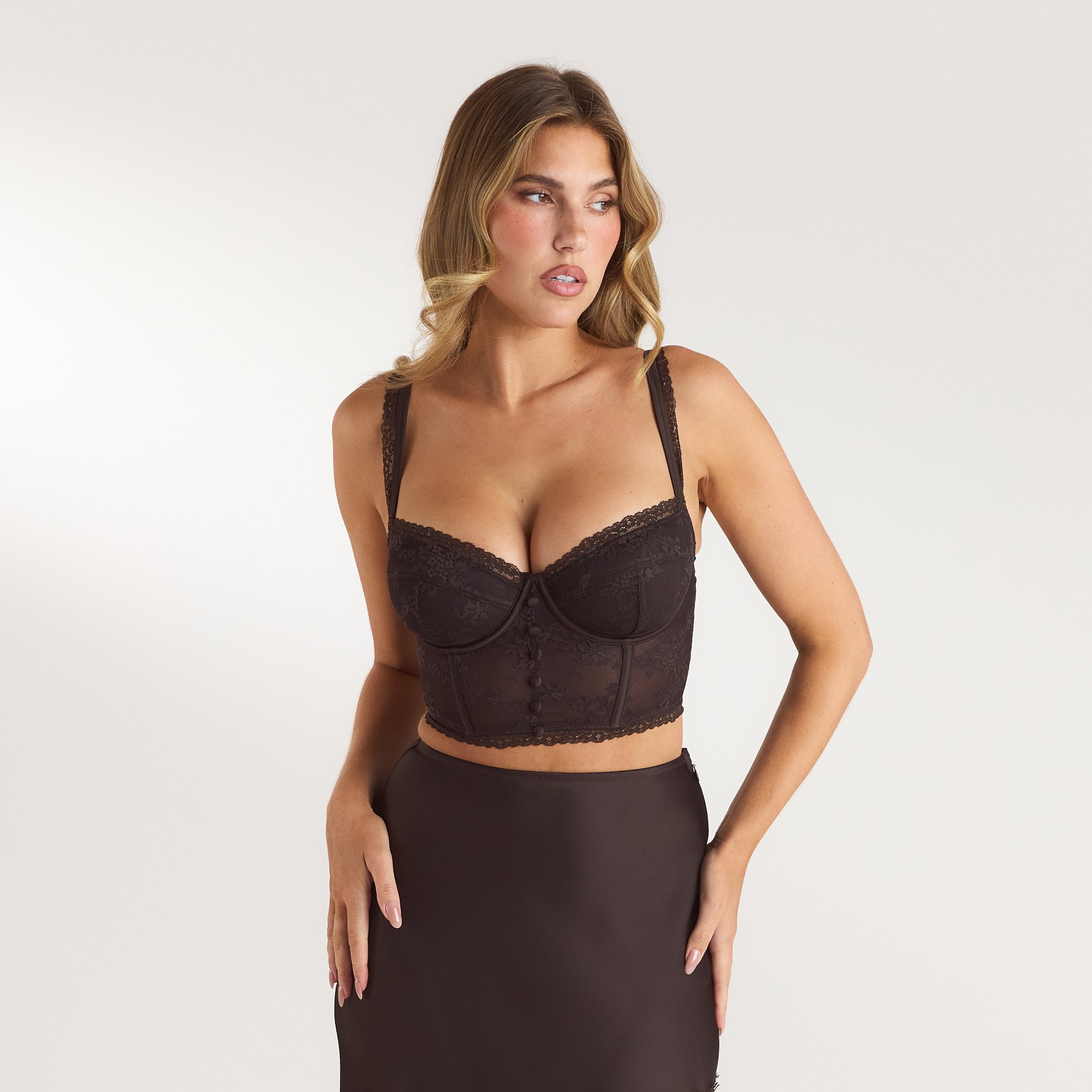 Lace Bralette Top | Lace Bralette Top - Chokolade