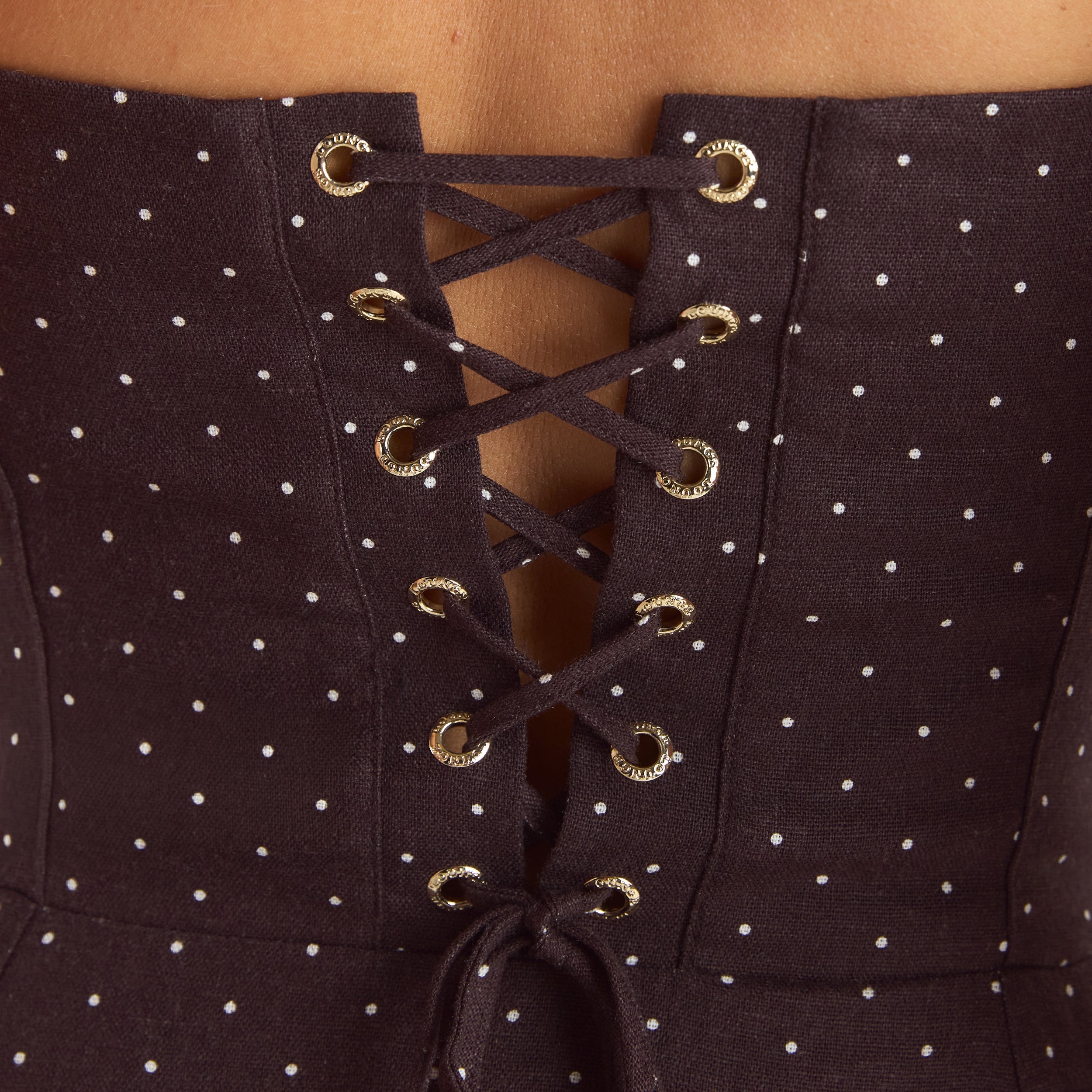 Lace Trim Maxi-kjole | Lace Trim Maxi-kjole - Chokolade Polka Dot