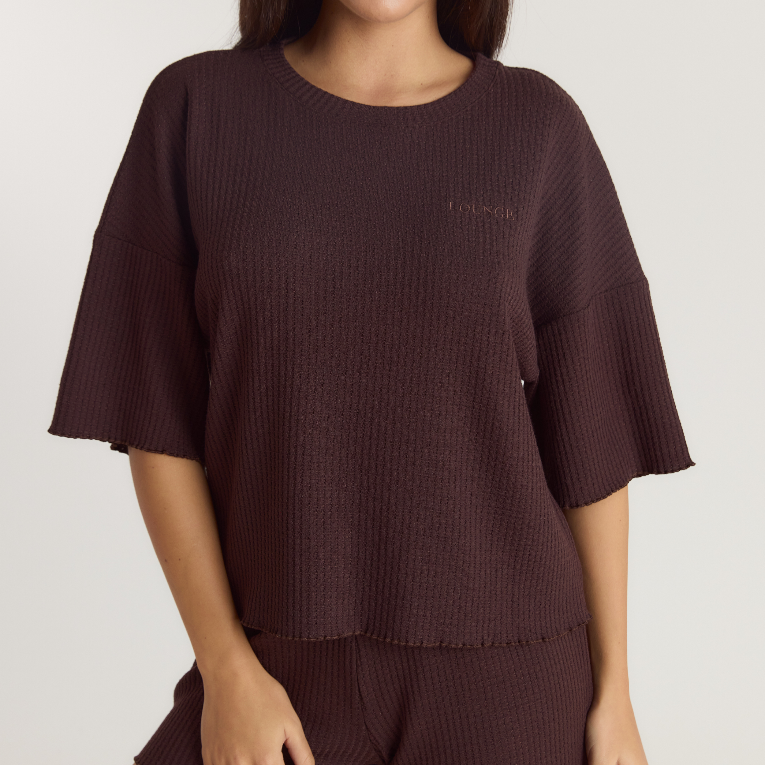 Soft Waffle Pyjama Top | Soft Waffle Pyjama Top - Mørk Chokolade