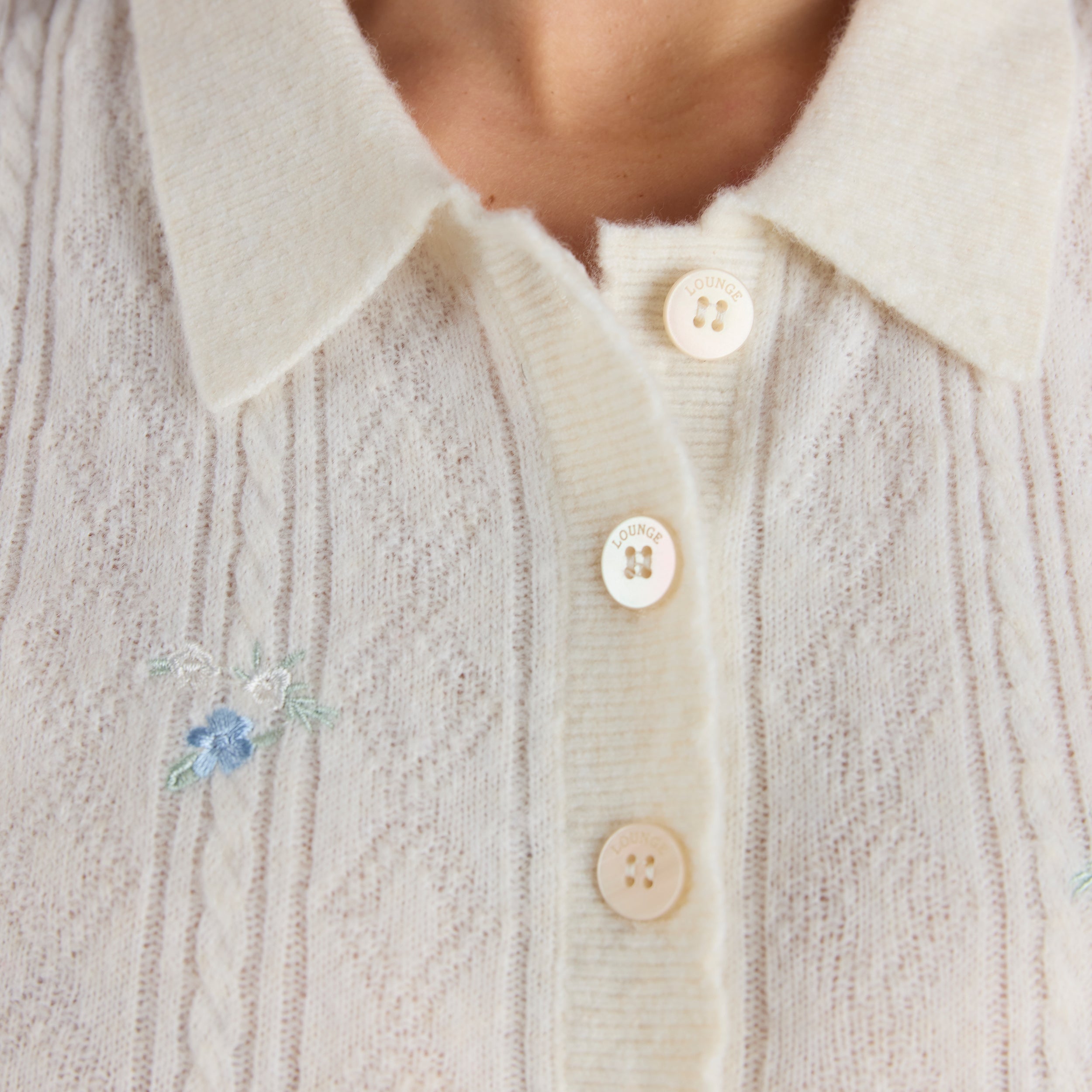 Broderet Strikket Top | Broderet Strikket Top - Creme