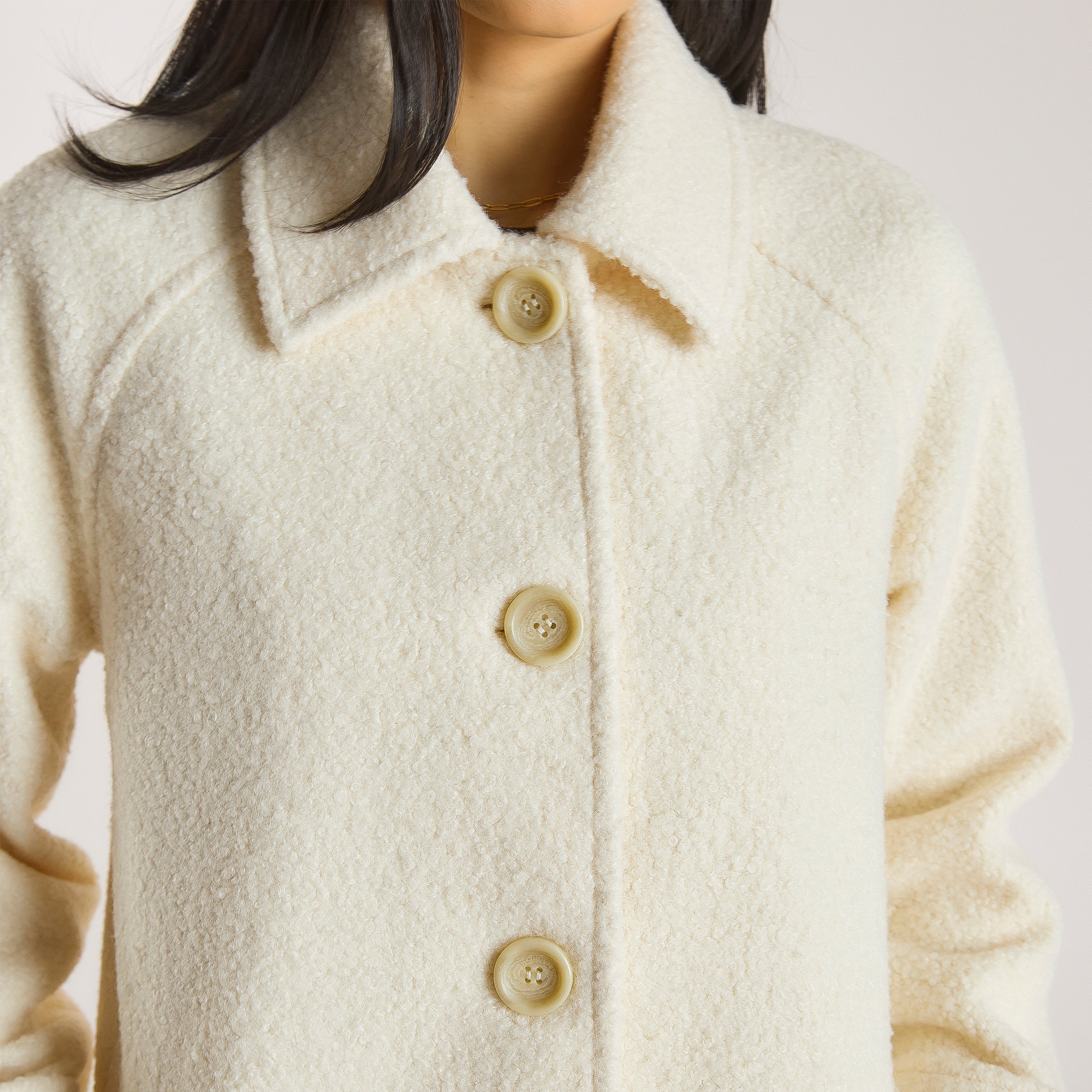Frakke i Shearling | Frakke i Shearling - Creme