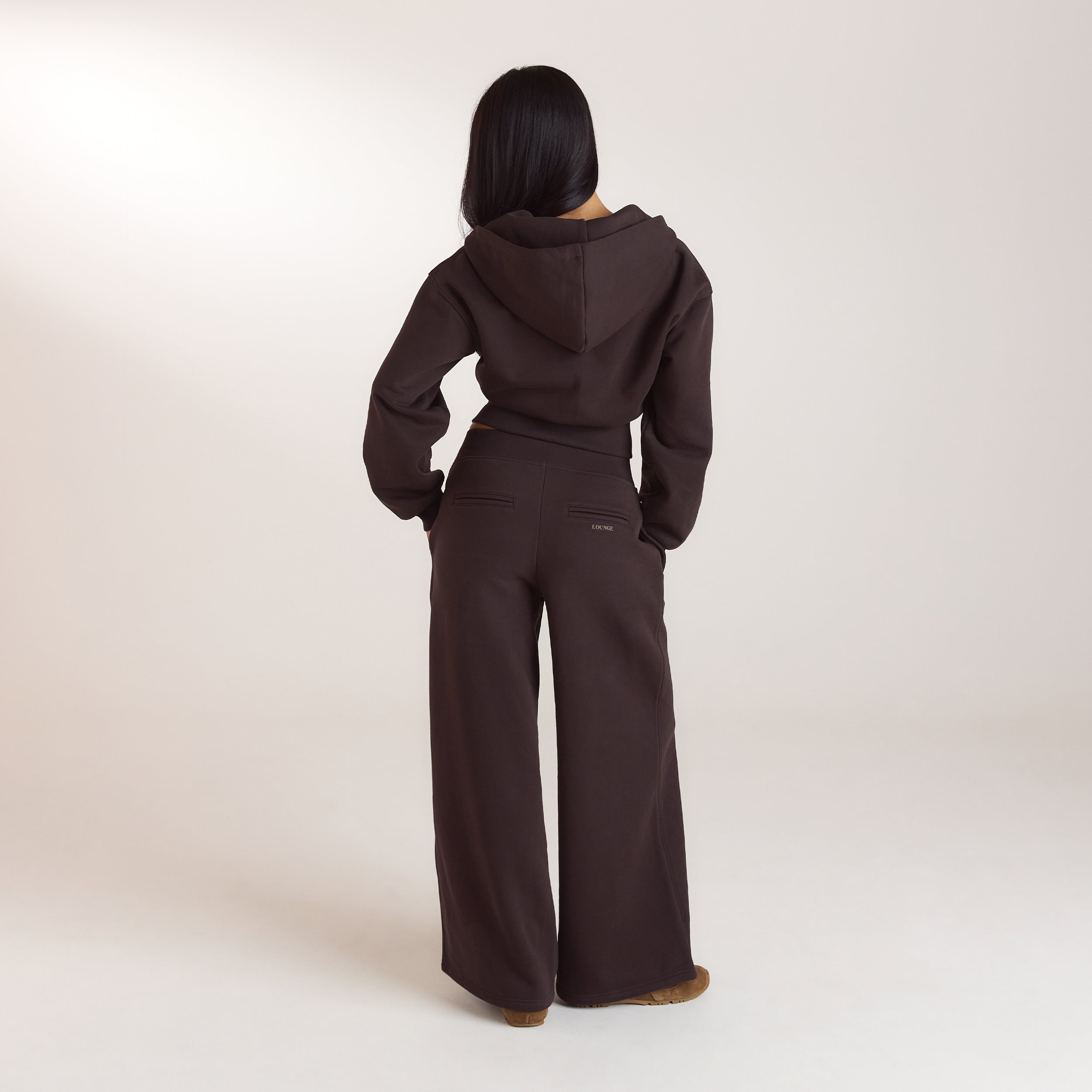 Zip-Up Hoodie med tætsiddende talje | Zip-Up Hoodie med tætsiddende talje - Mørk Chokolade
