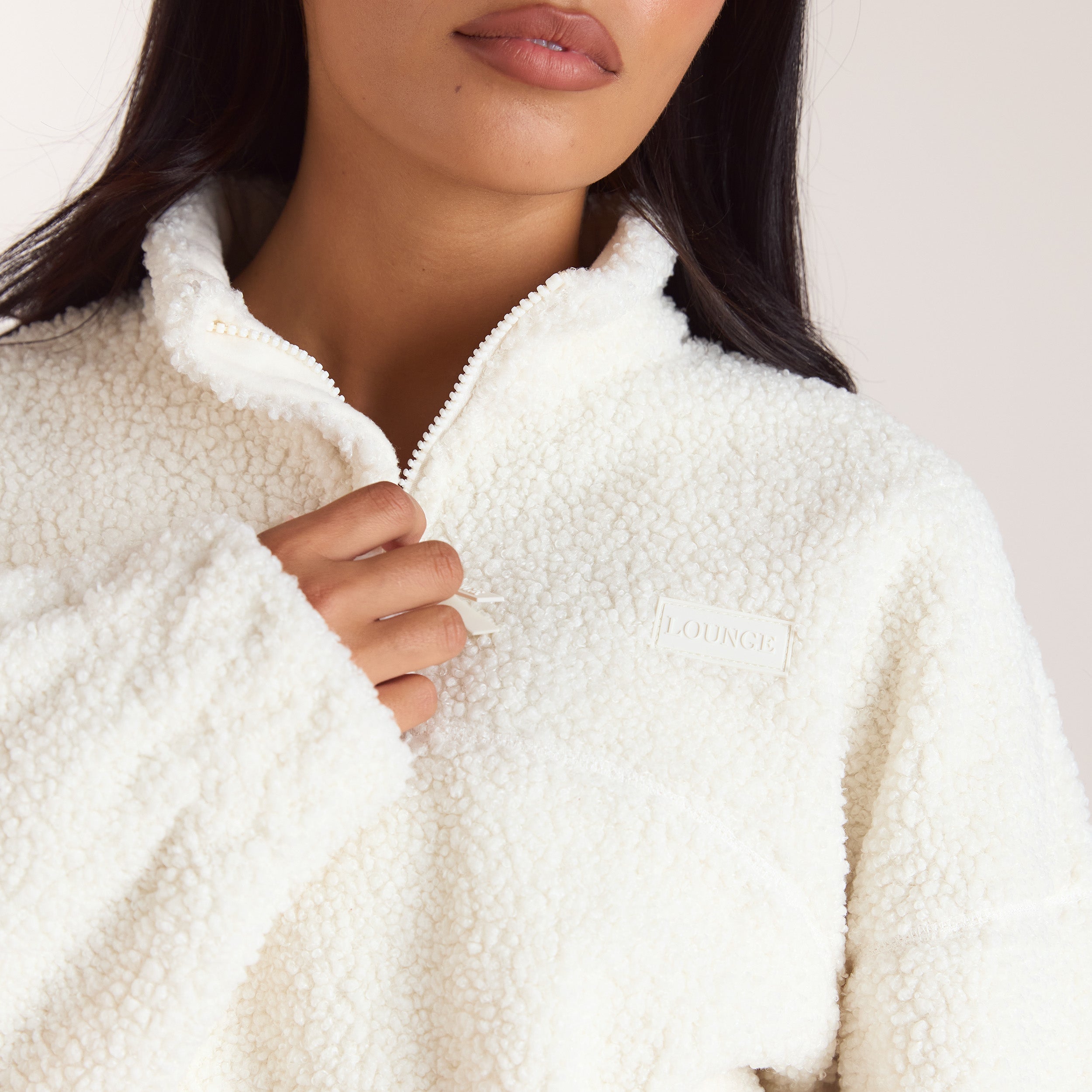 Borg fleece med høj hals | Borg fleece med høj hals - Creme
